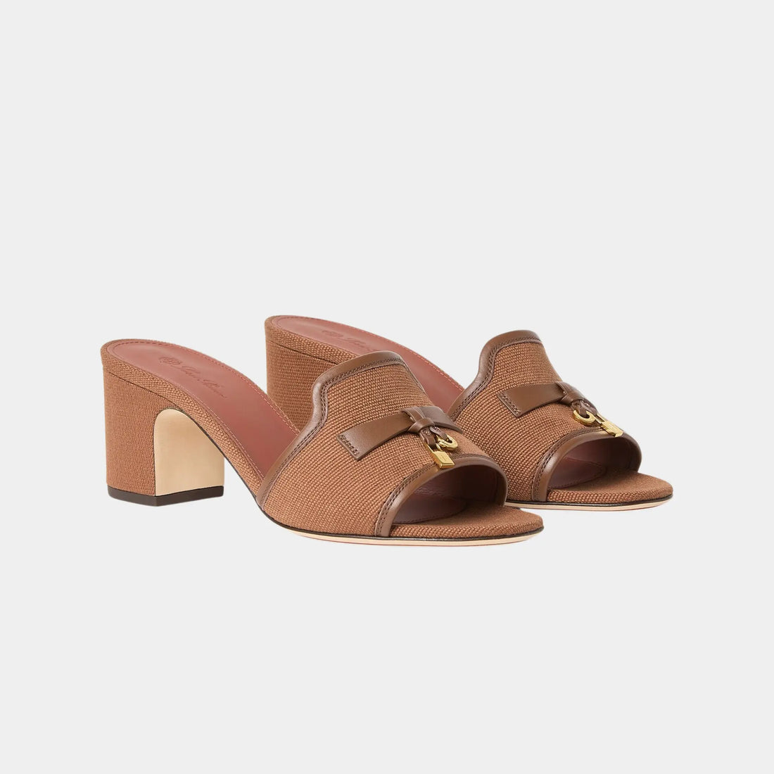 صندل Loro Piana Summer Charms بكعب من القطن، بلون Vicuna، أمامي