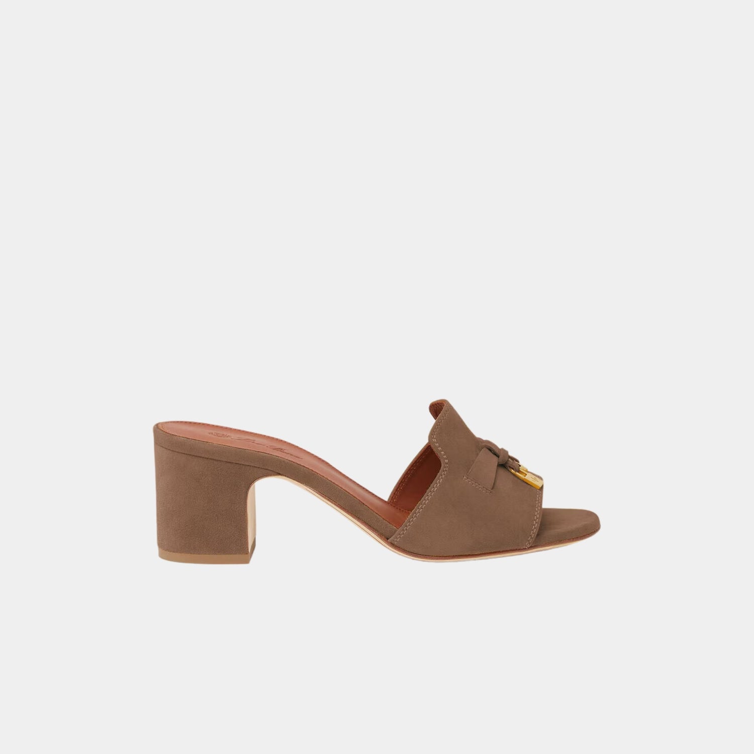 Loro Piana Summer Charms Heeled Sandal, Driftwood Brown, Side