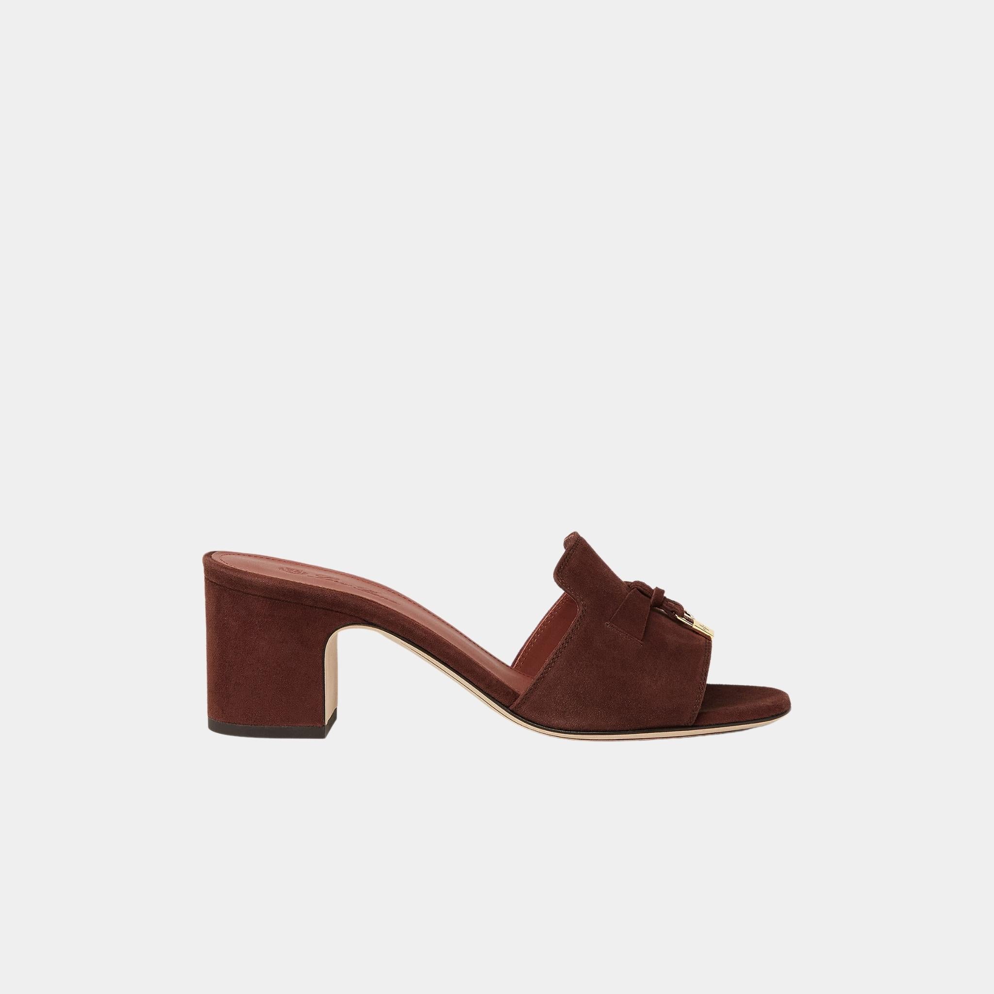 Loro Piana Summer Charms Heeled Sandal, Fireplace, Side