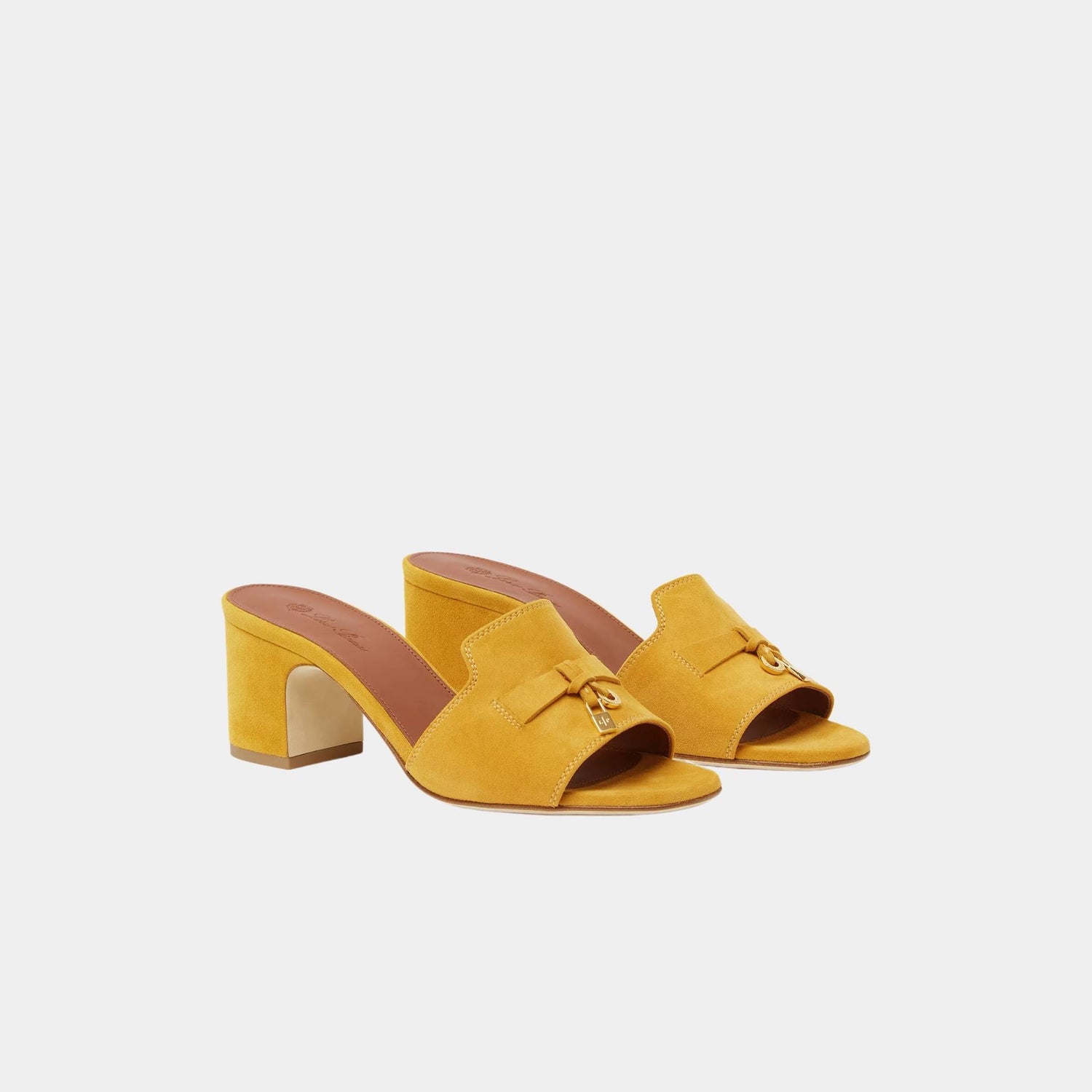 Loro Piana Summer Charms Heeled Sandal, Saffron Tea, Front