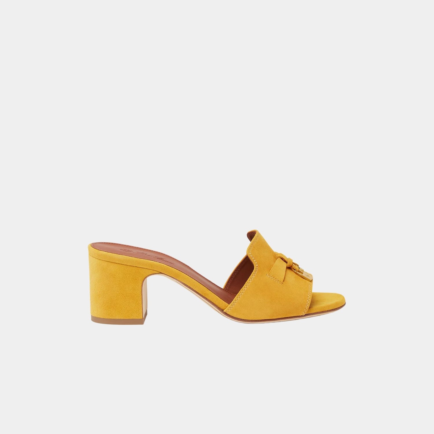Loro Piana Summer Charms Heeled Sandal, Saffron Tea, Side
