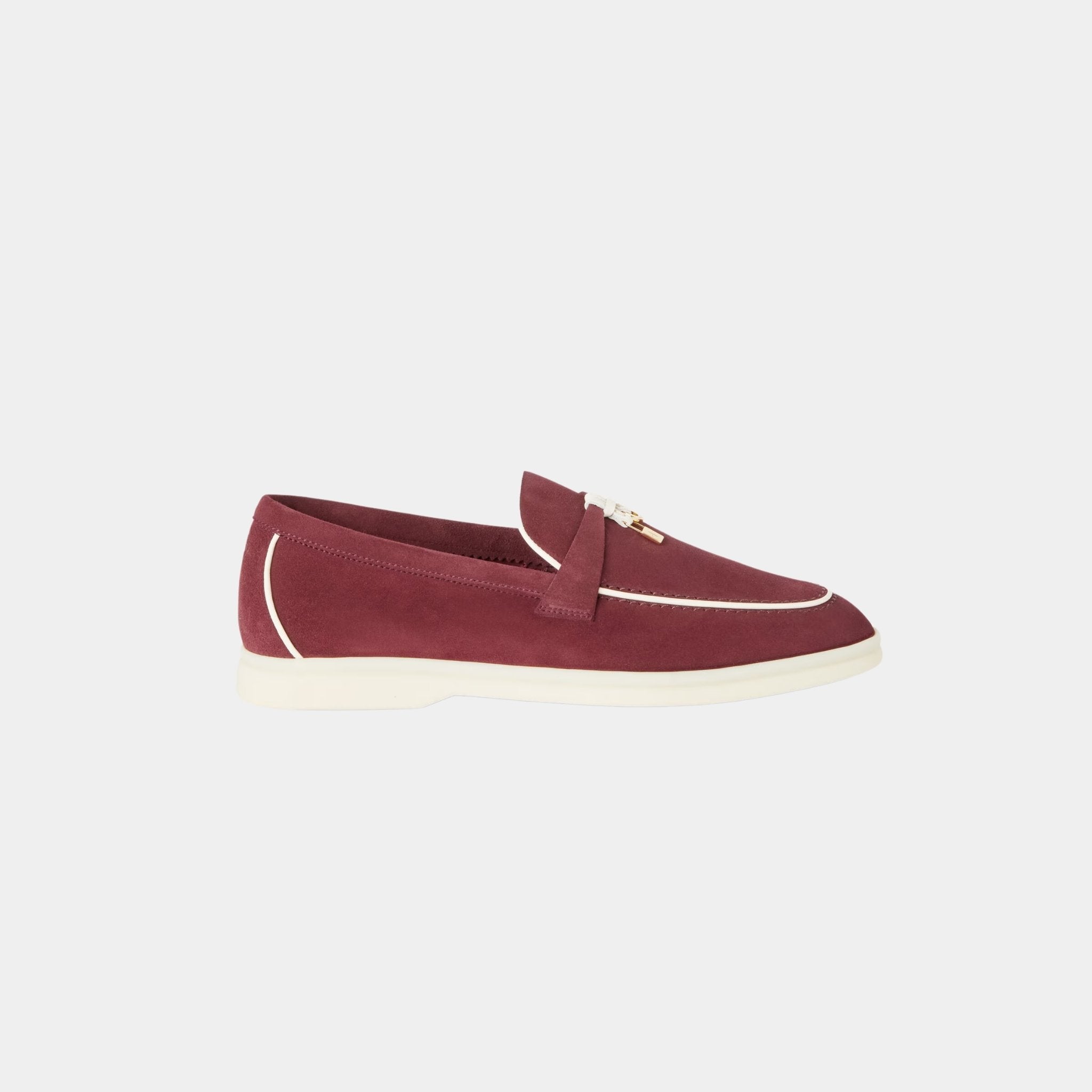 Loro Piana Summer Charms Walk Loafers In Suede Goatskin, Azuki Beans, Side