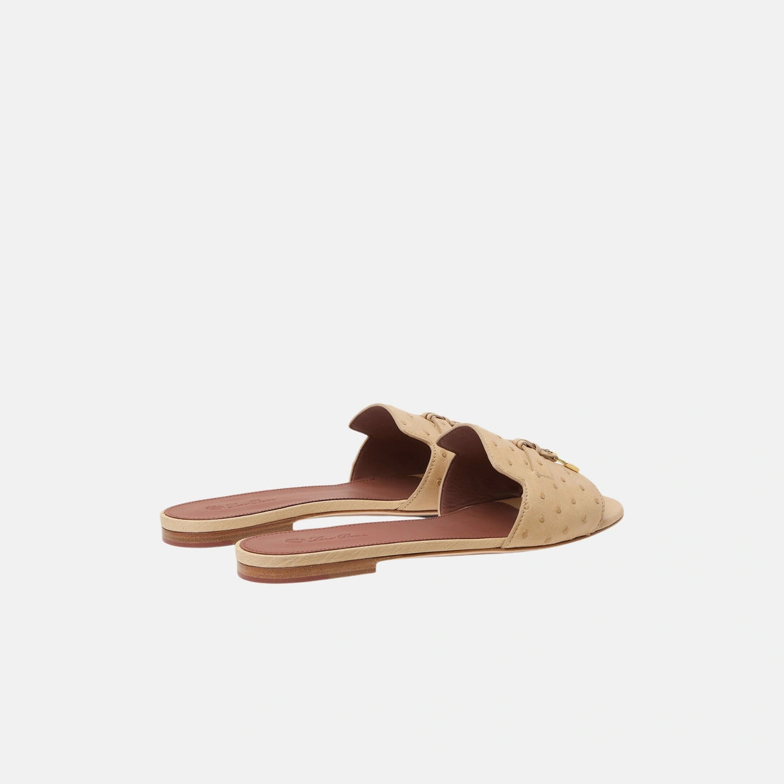 صندل مسطح من جلد النعامة Summer Charms من Loro Piana، من الخلف