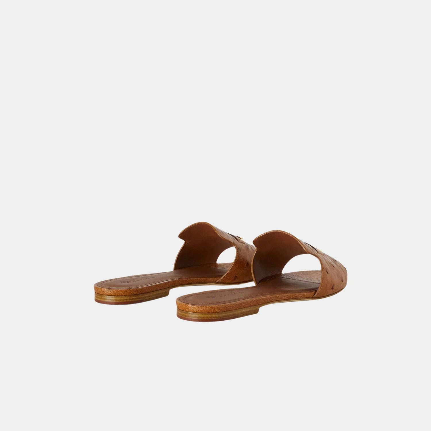 Loro Piana Summer Charms Ostrich Leather Flat Sandal, Sand Haze, Back