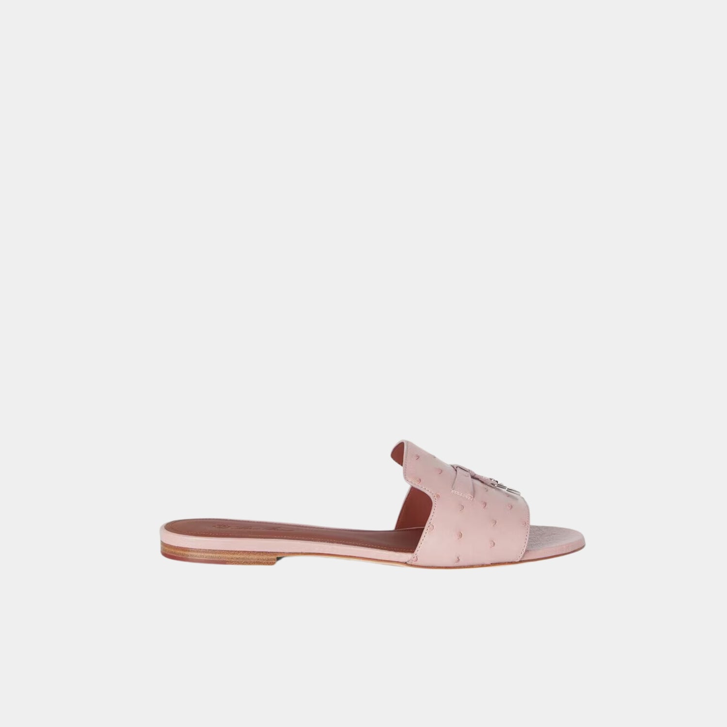 Loro Piana Summer Charms Ostrich Leather Sandal Flats, Flowering Cherry, Side