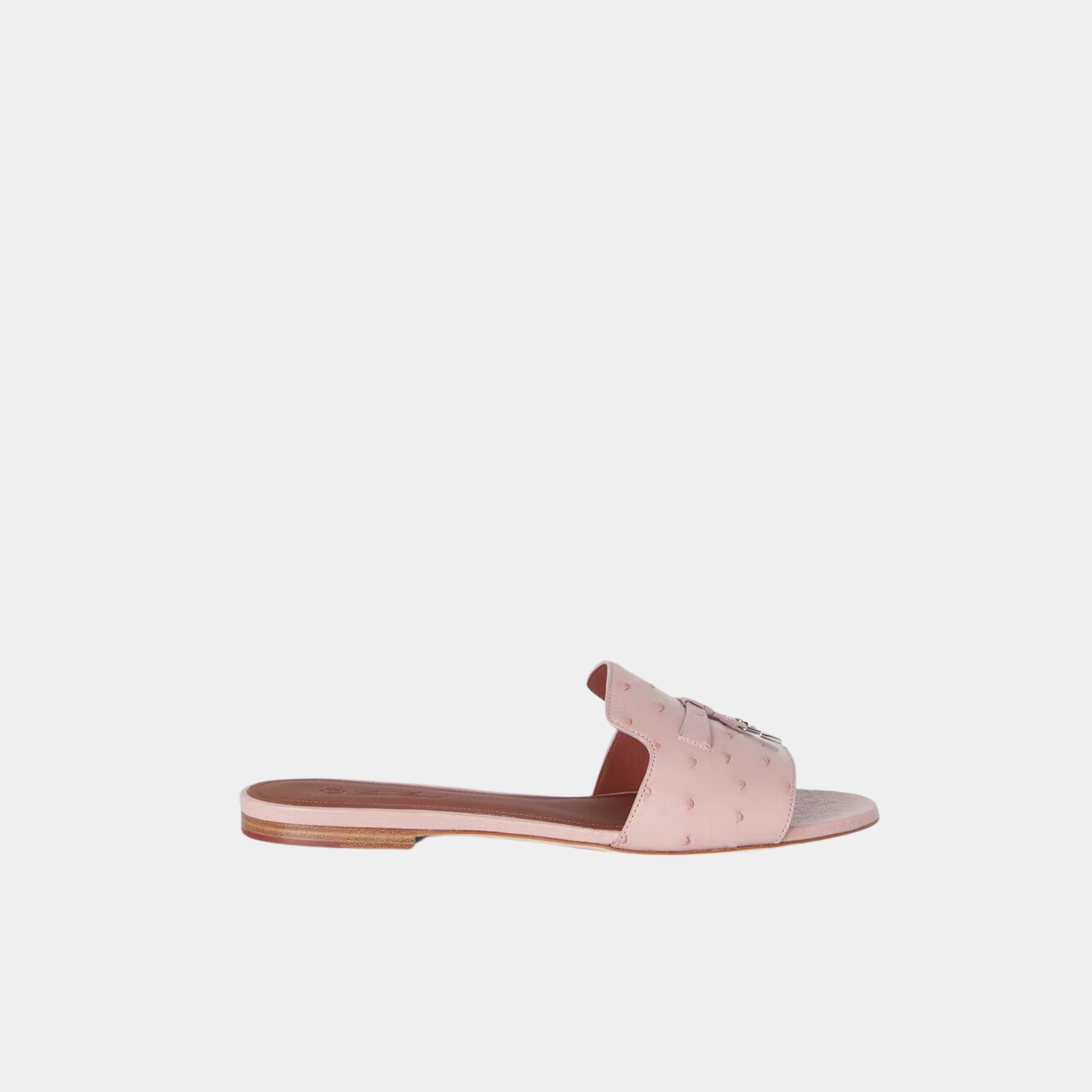 Loro Piana Summer Charms Ostrich Leather Sandal Flats, Flowering Cherry, Side