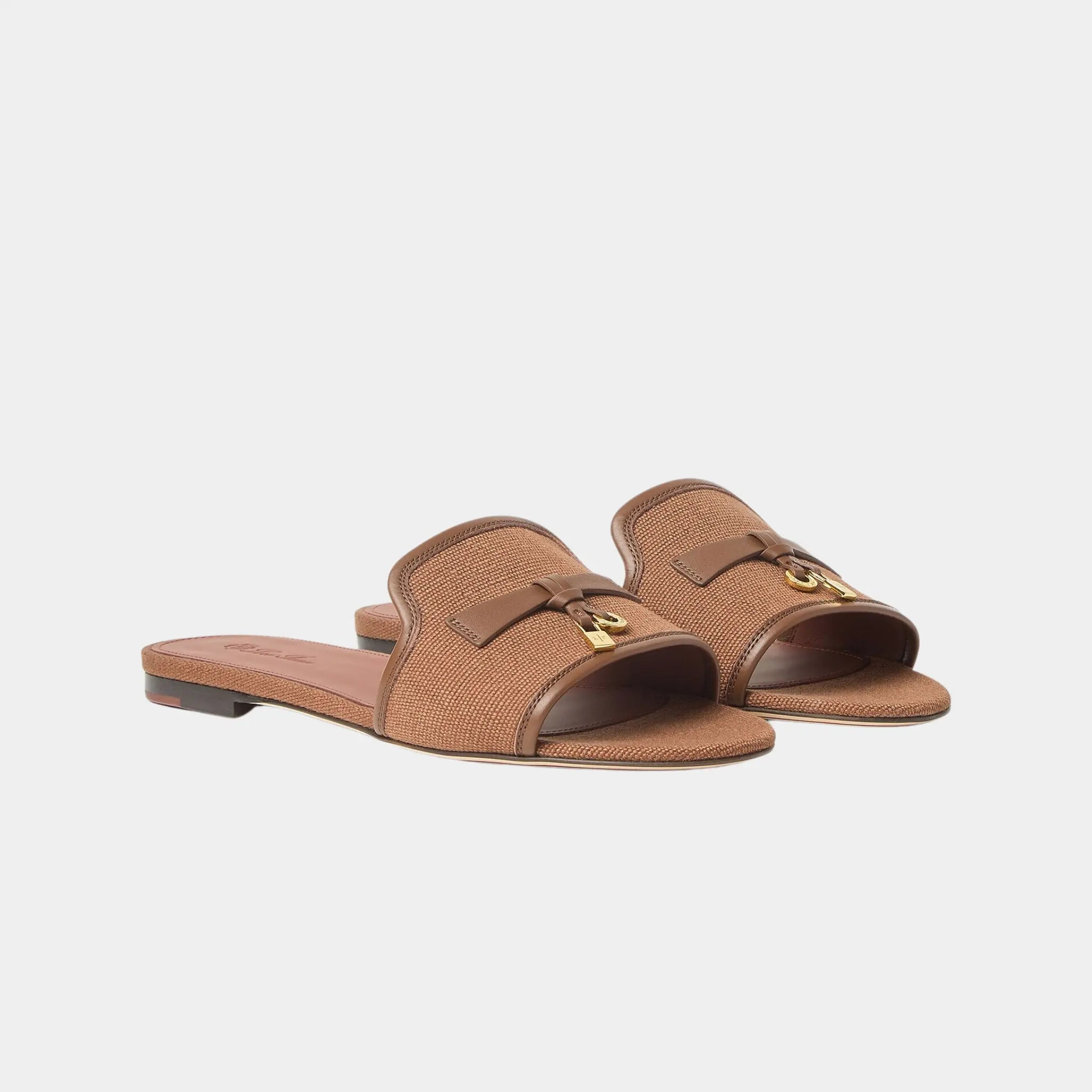 Loro Piana Summer Charms Sandal in Cotton, Colour Vicuna, Front