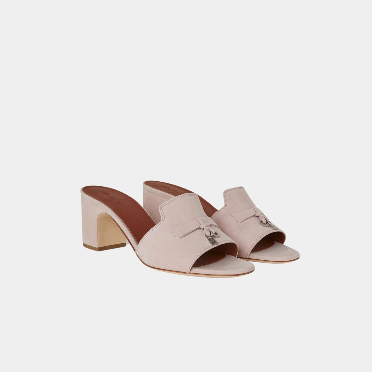 Loro Piana Summer Charms Sandal Heeled, Pink Nouveau, Front