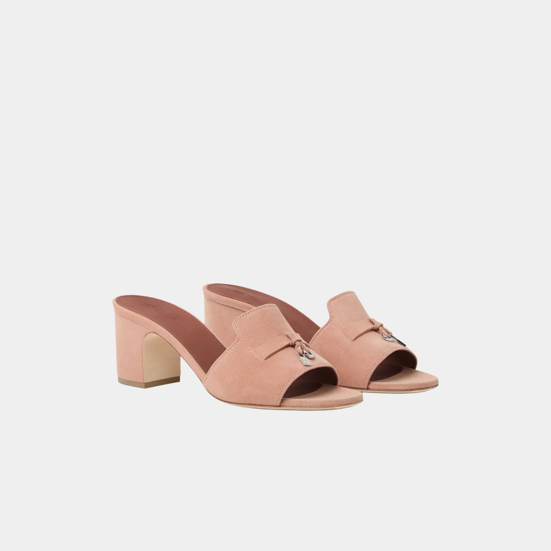 صندل Loro Piana Summer Charms بكعب، روز ثمين، من الأمام
