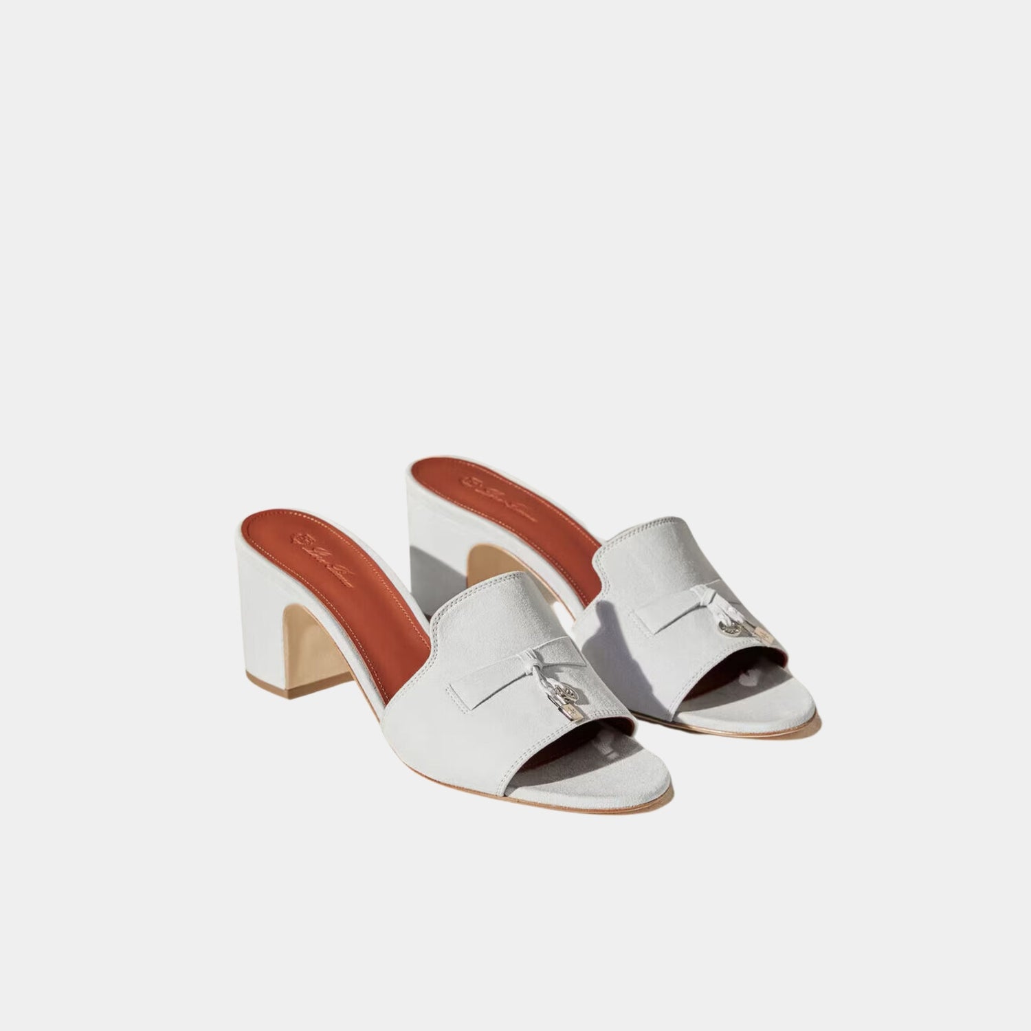 Loro Piana Summer Charms Sandal Heeled, Zircon, Front