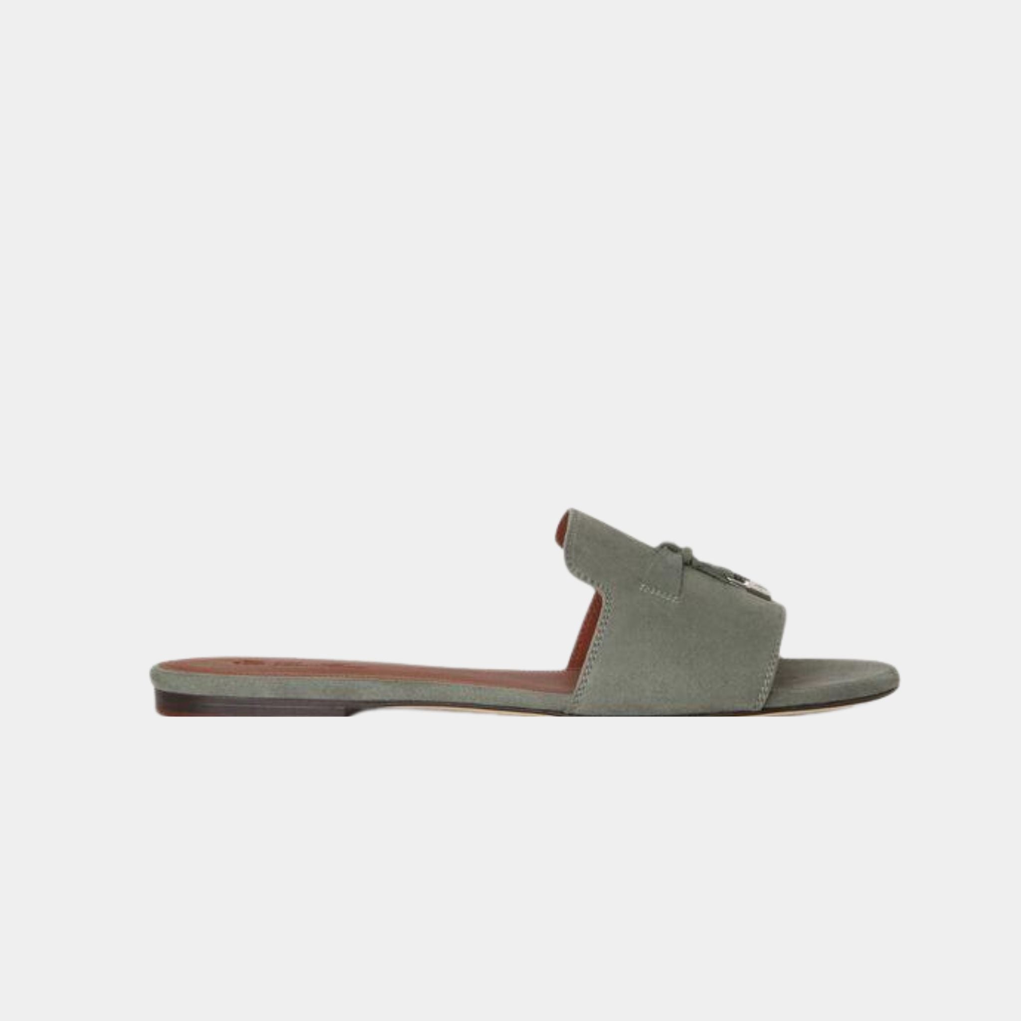 Loro Piana Summer Charms Sandal, Army Gray, Side View