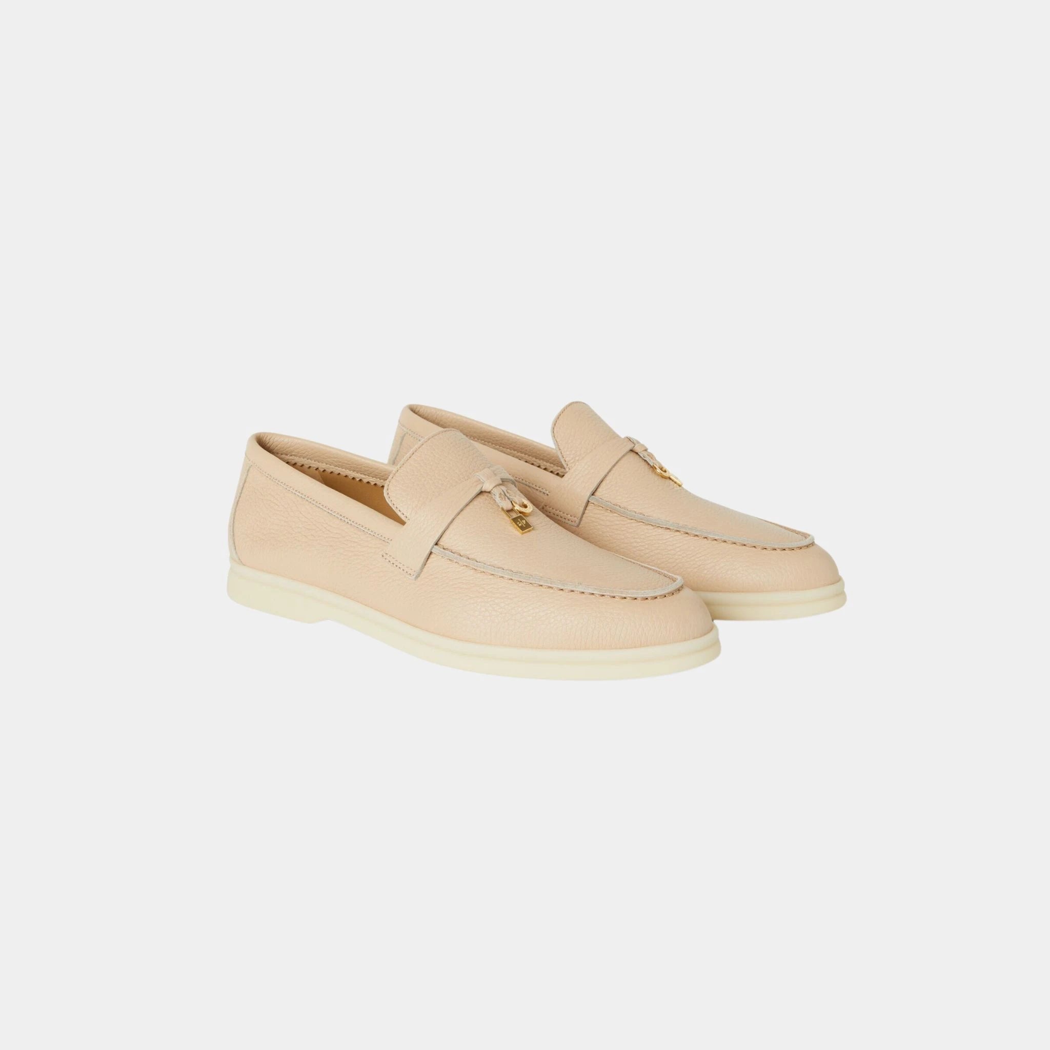 Loro Piana Summer Charms Walk Loafer in Deerskin, Natural Light Camel, Front