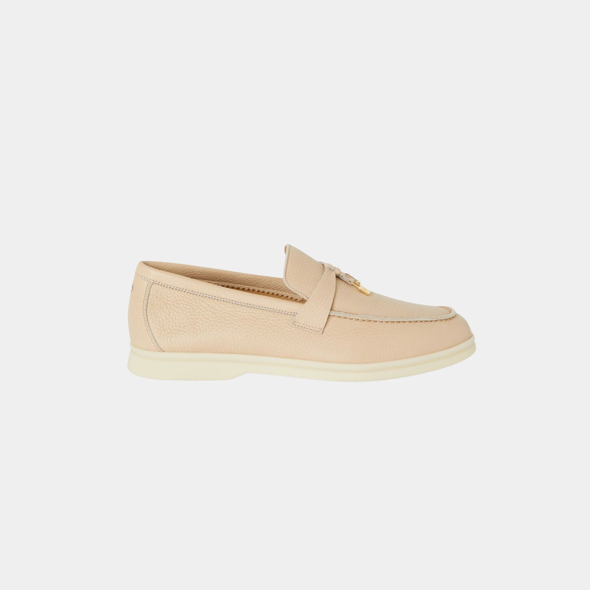 Loro Piana Summer Charms Walk Loafer in Deerskin, Natural Light Camel, Side