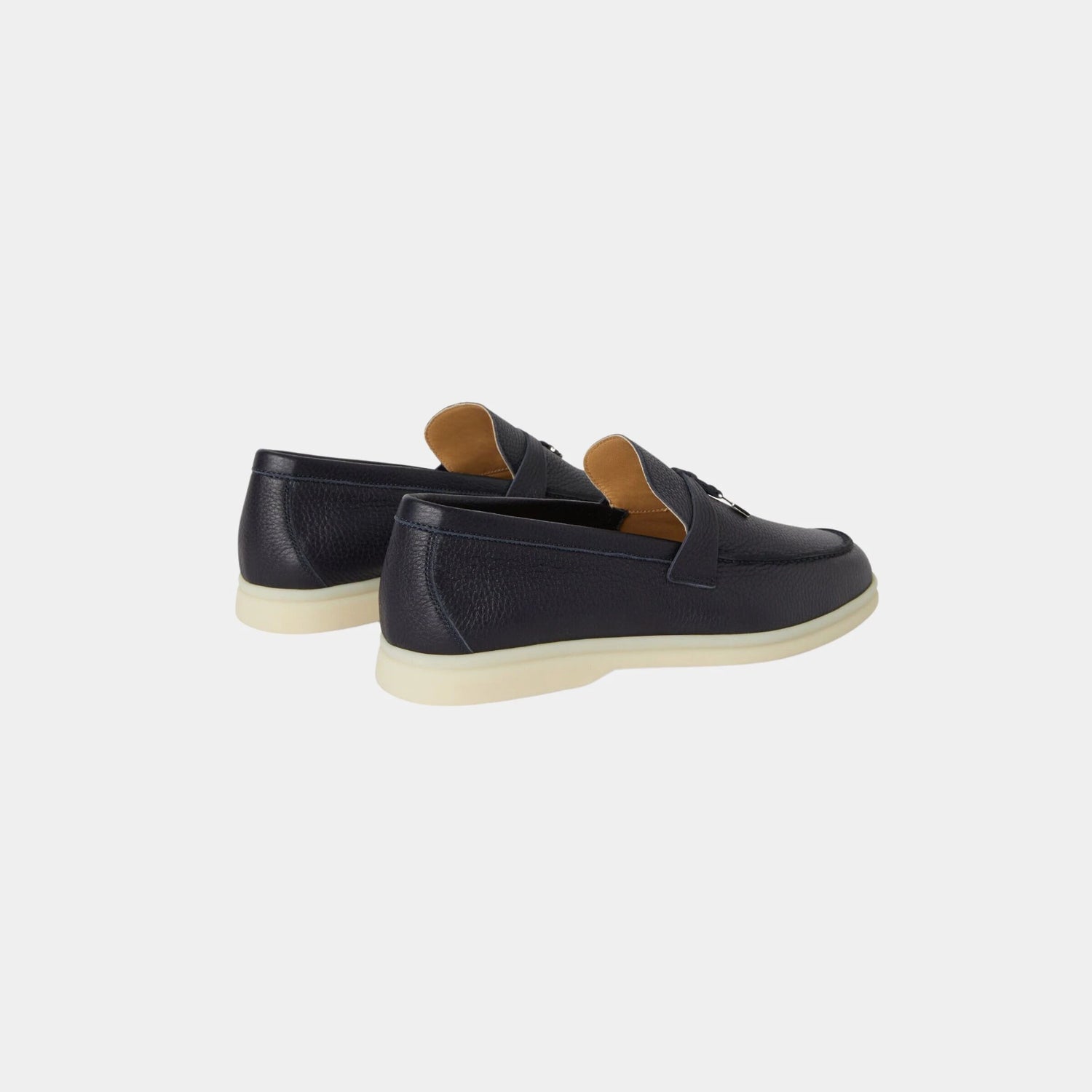 Loro Piana Summer Charms Walk Loafer in Deerskin, Navy Blue, Back