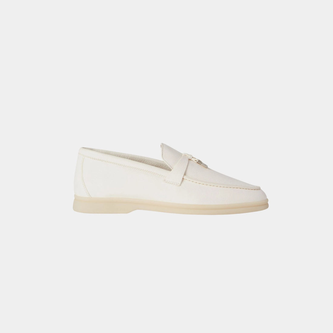 Loro Piana Summer Charms Walk Loafer in Deerskin, White, Side