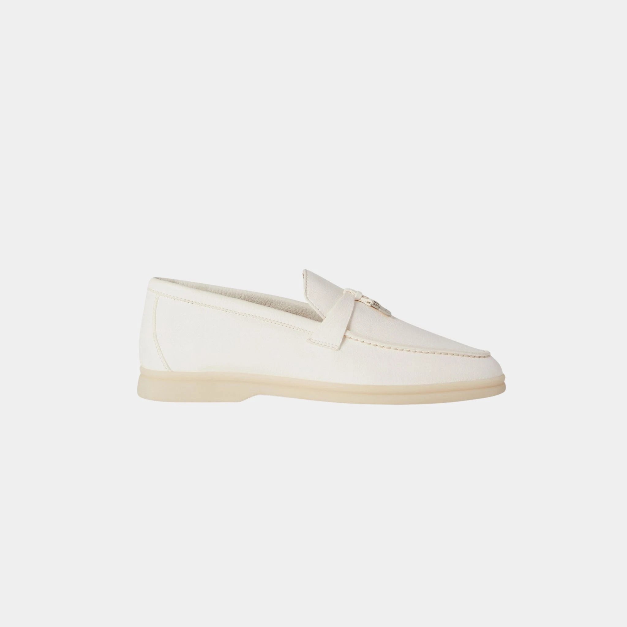 Loro Piana Summer Charms Walk Loafer in Deerskin, White, Side