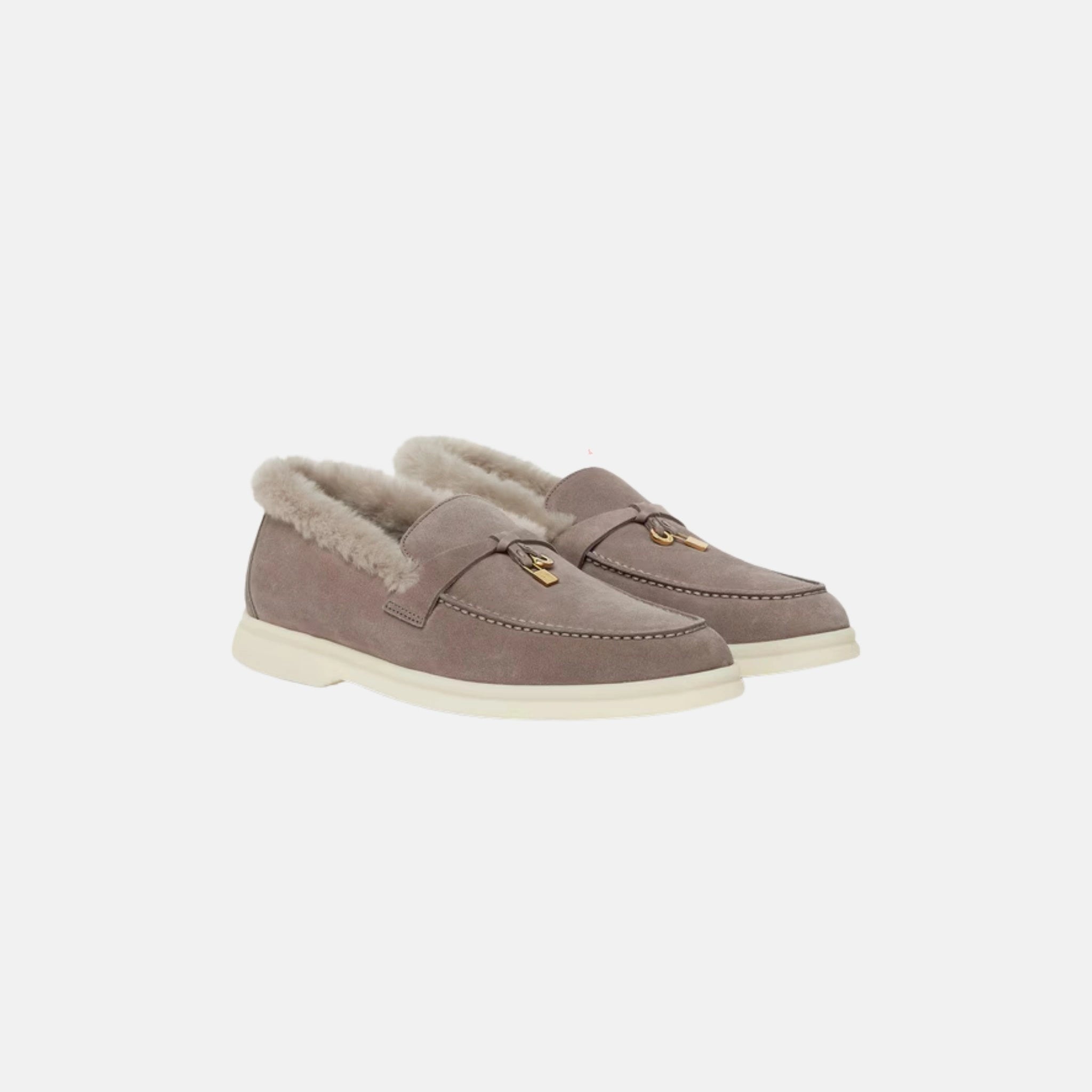 Loro Piana Summer Charms Walk Loafer Suede Beaver Fur Calfskin, Front