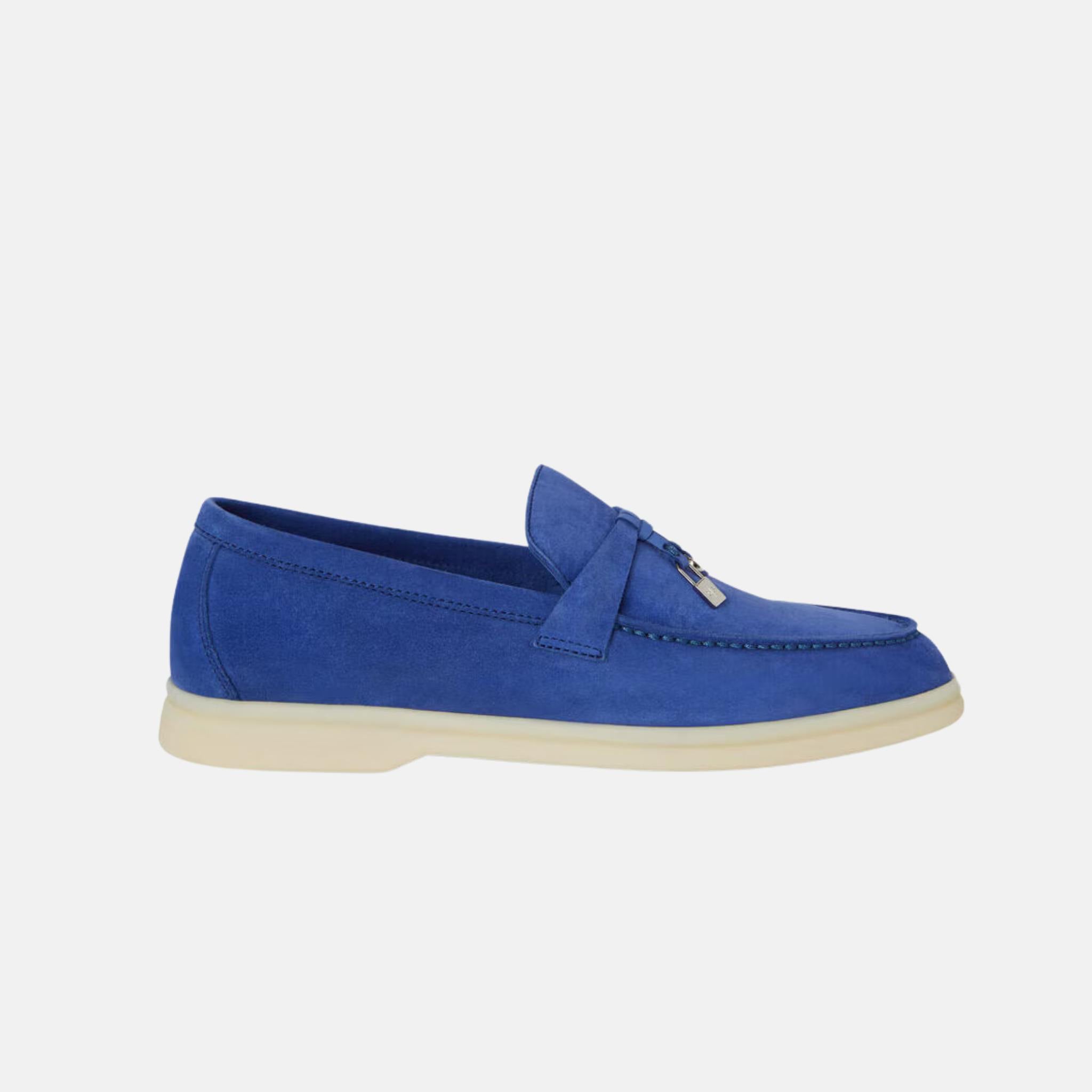 Loro Piana Summer Charms Walk Loafers Suede, Blue Space , Side