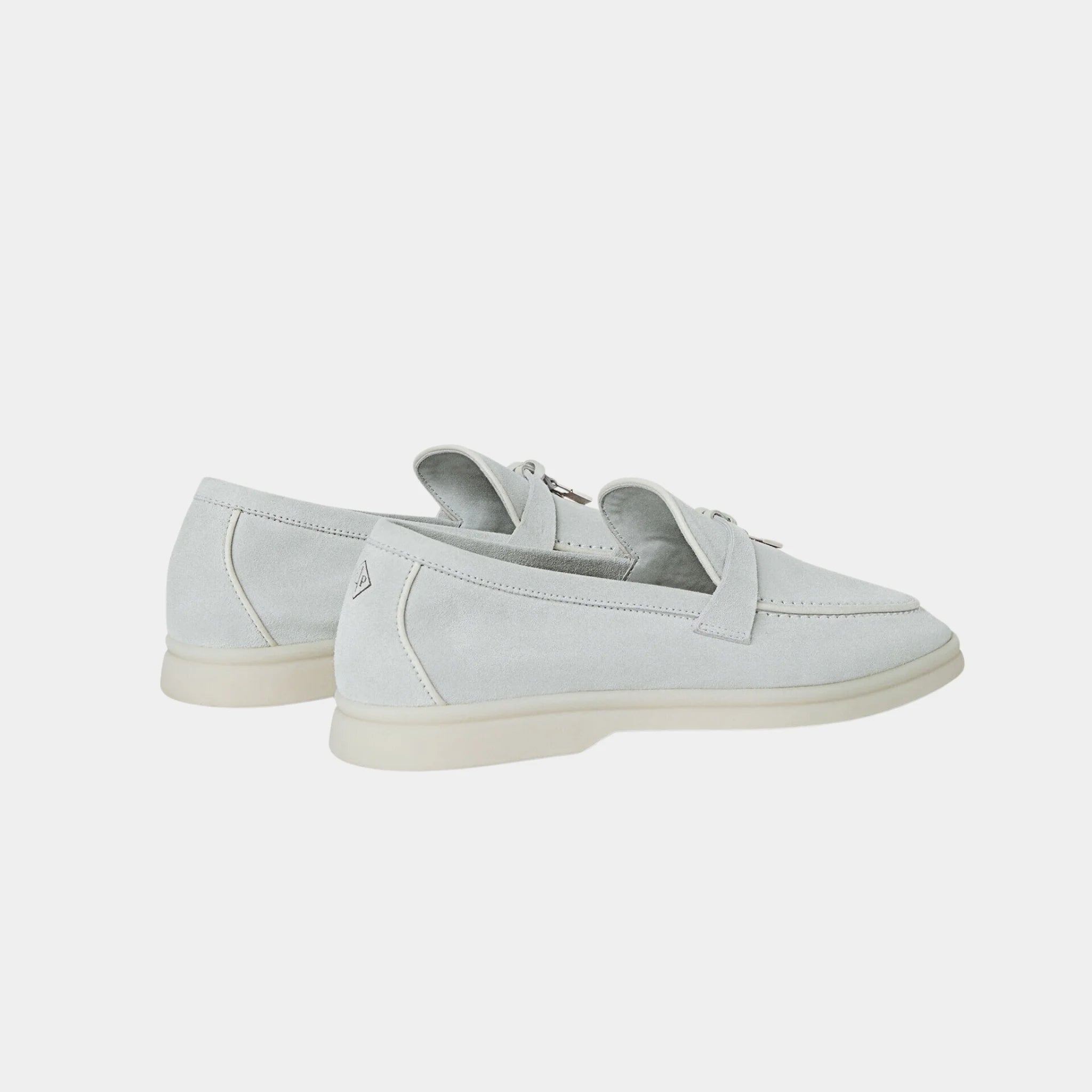Loro Piana Summer Charms Walk Loafer in Suede &amp; Lambskin, Delicate Dew, Back