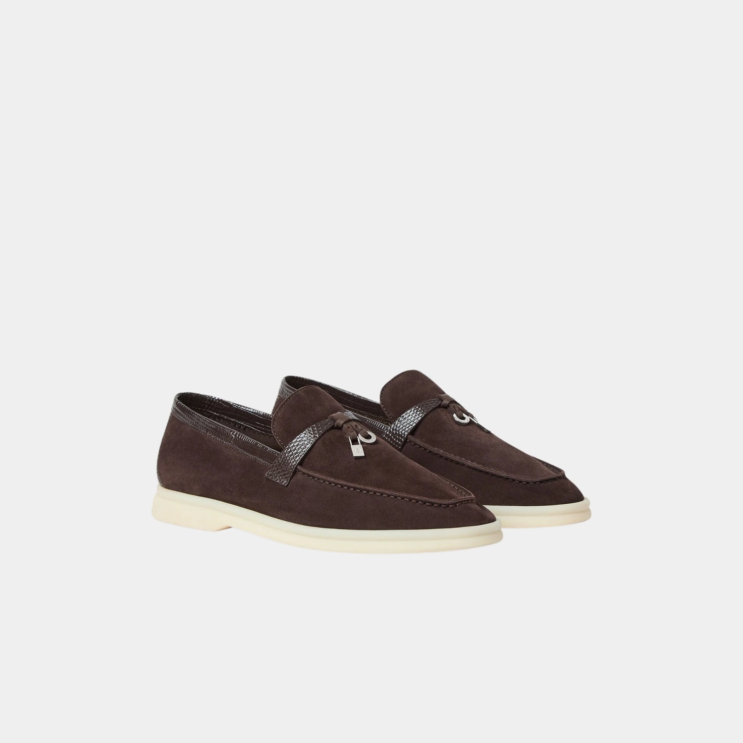 Loro Piana Summer Charms Walk Loafer Suede Lizard Skin, Pecora Nora, Front