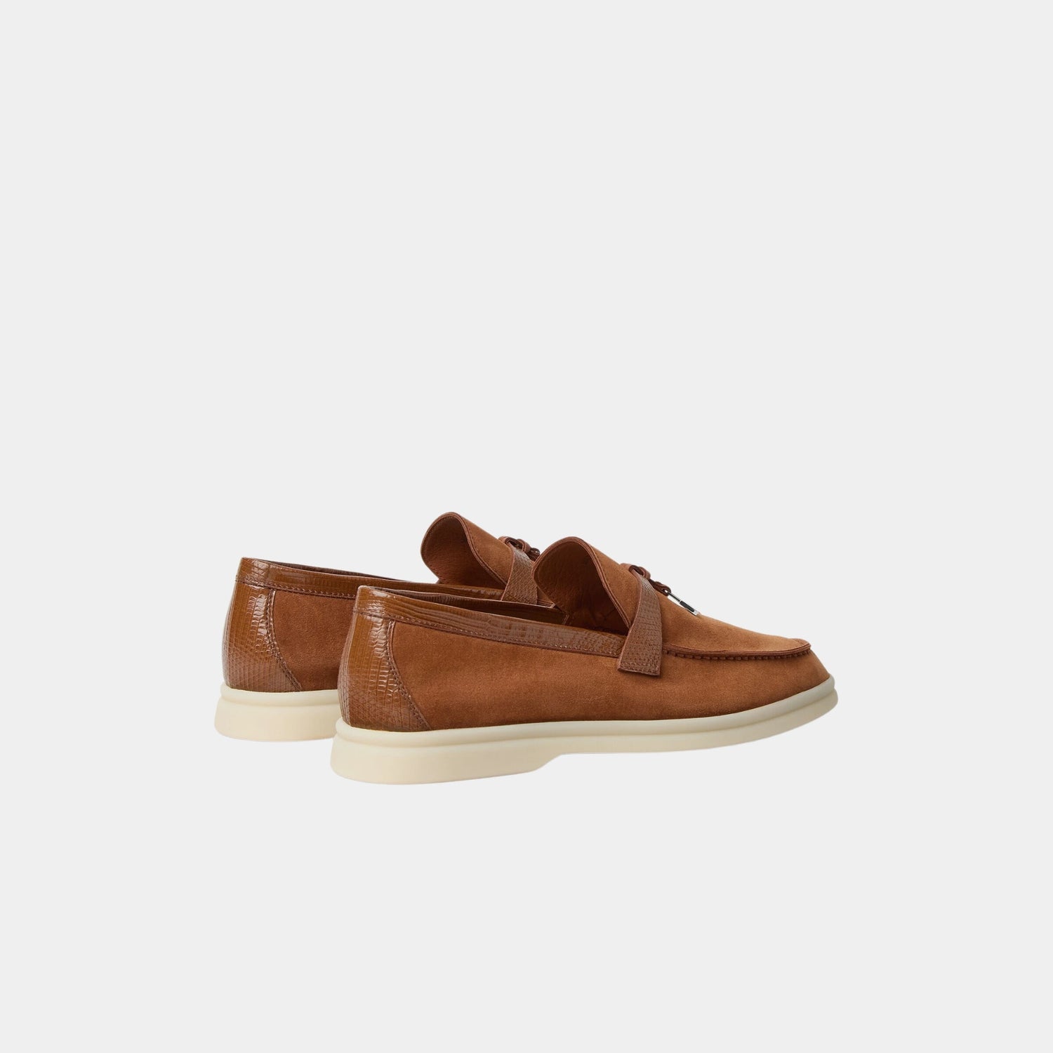 Loro Piana Summer Charms Walk Loafer Suede Lizard Skin, Tart, Back
