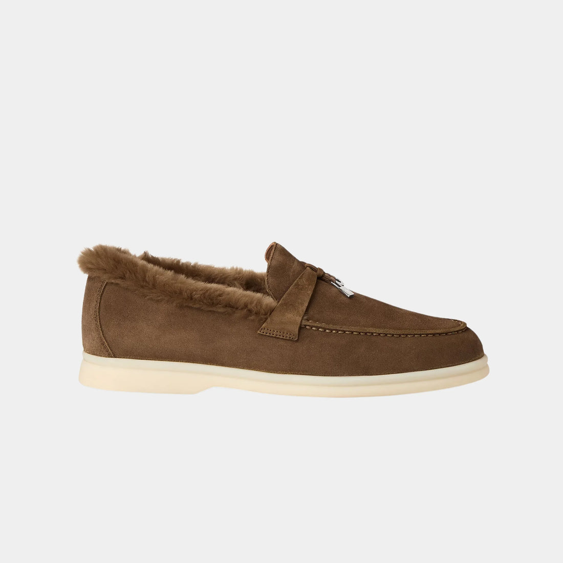 Loro Piana Summer Charms Walk Loafer with Beaver Fur, Moorland, Side