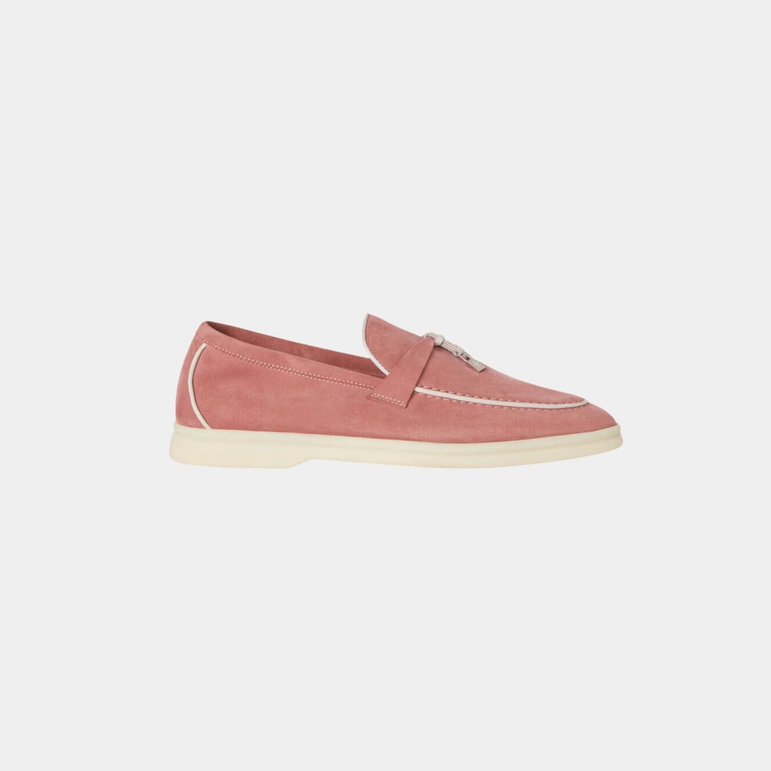 Loro Piana Summer Charms Walk Loafers Suede Goatskin, Ancient Blush, Side View