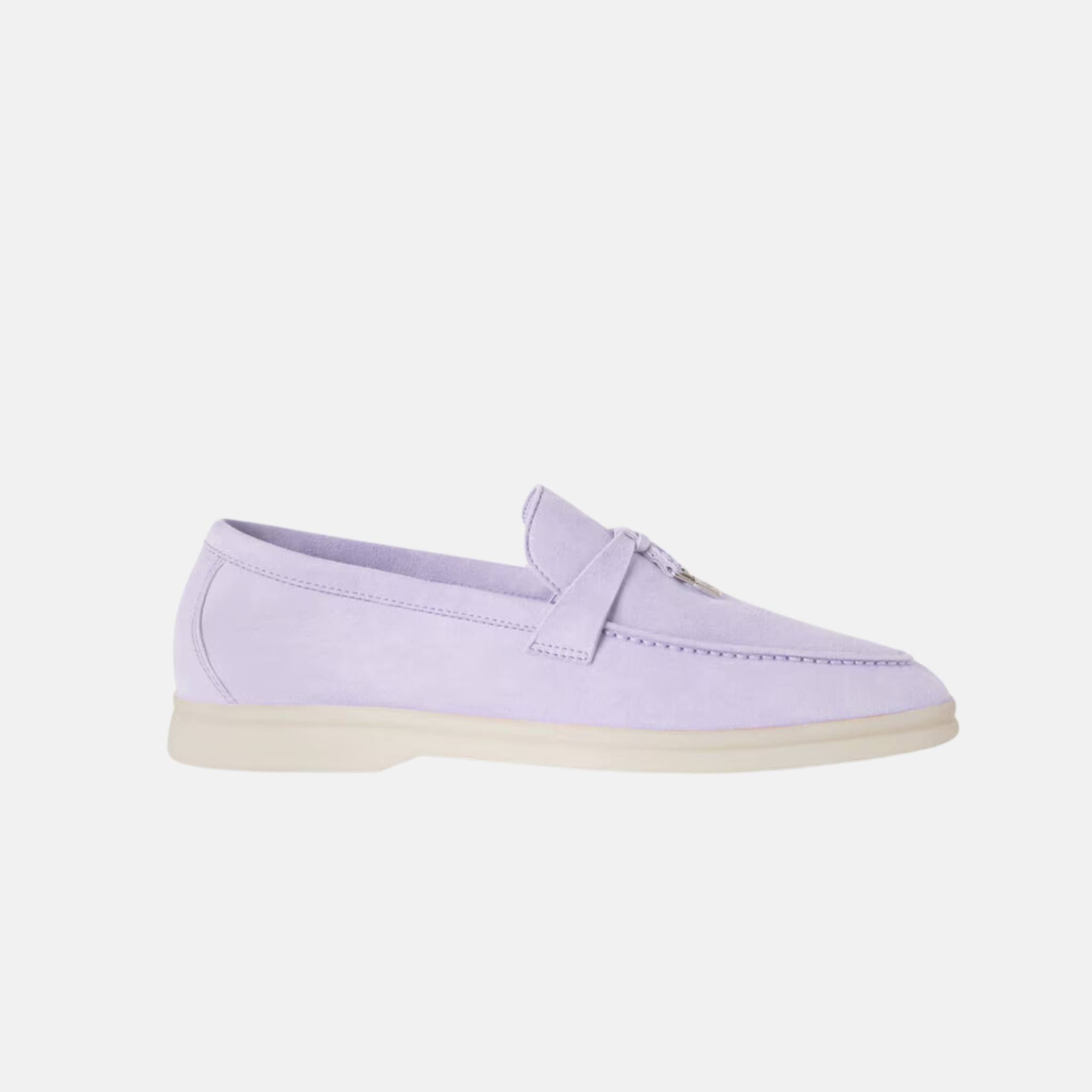 Loro Piana Summer Charms Walk Loafers Suede, Lilac Wagasa, Side