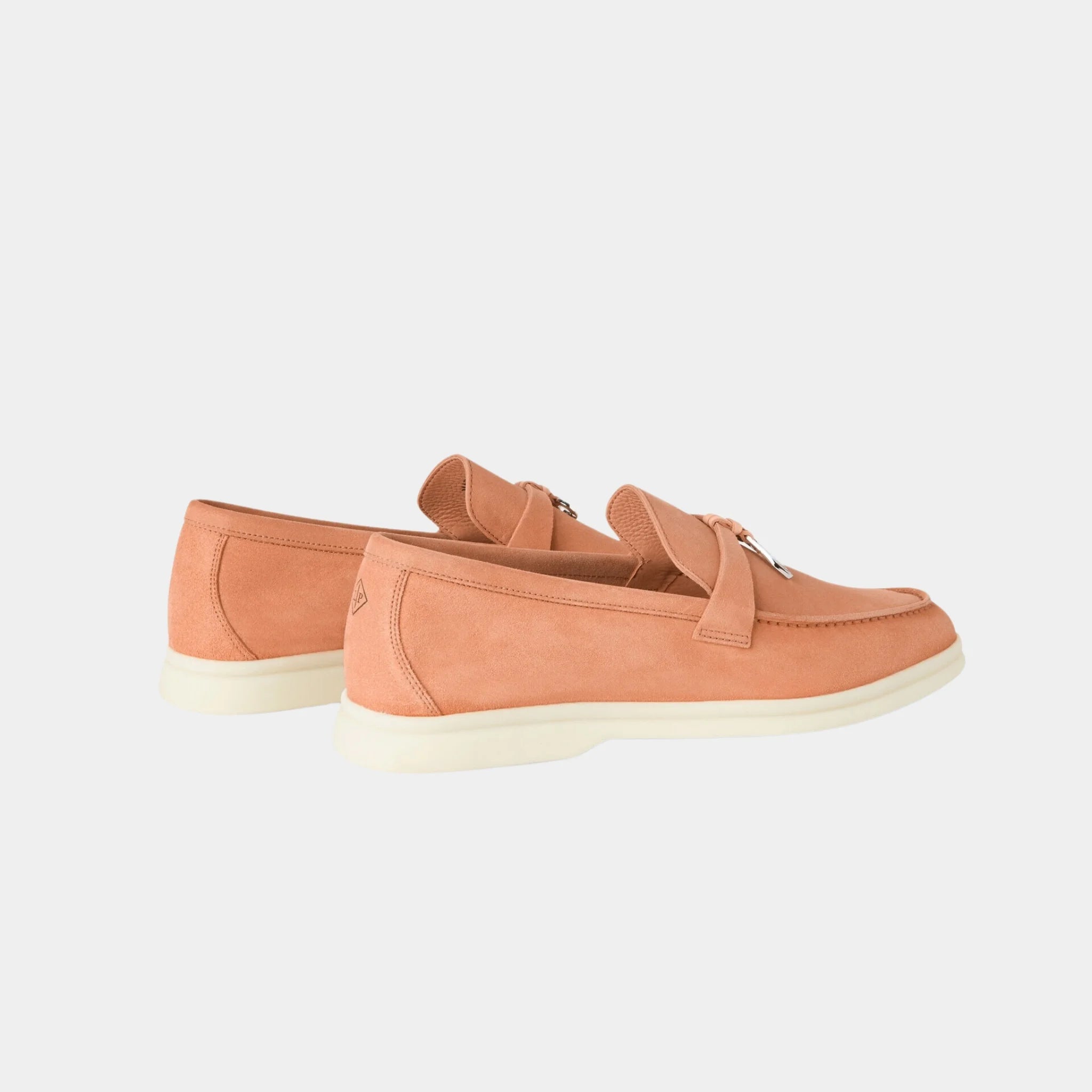 Loro Piana Summer Charms Walk Loafer in Suede with My Charms, Himalayan Salt, Back