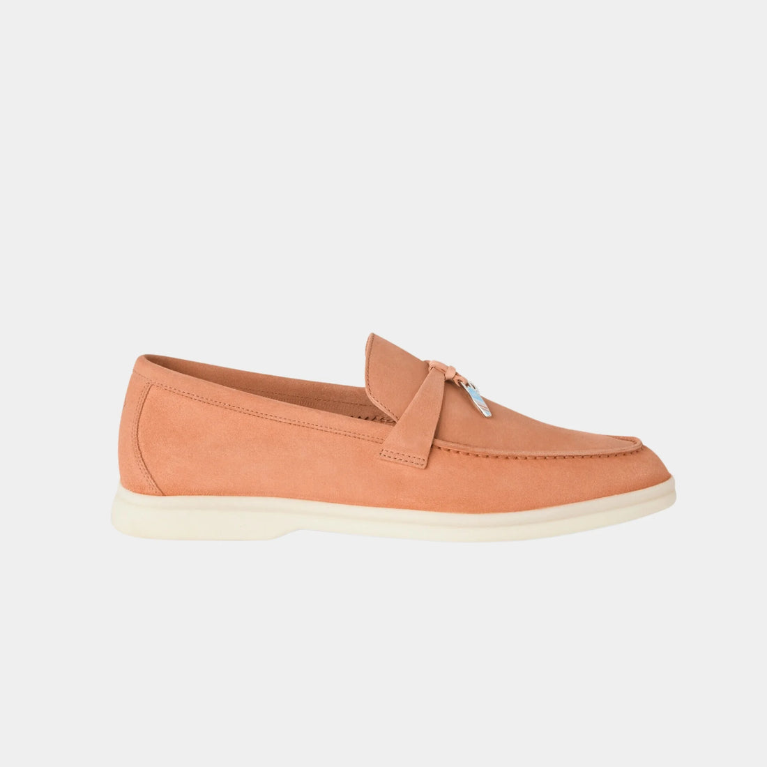 Loro Piana Summer Charms Walk Loafer in Suede with My Charms, Himalayan Salt, Side