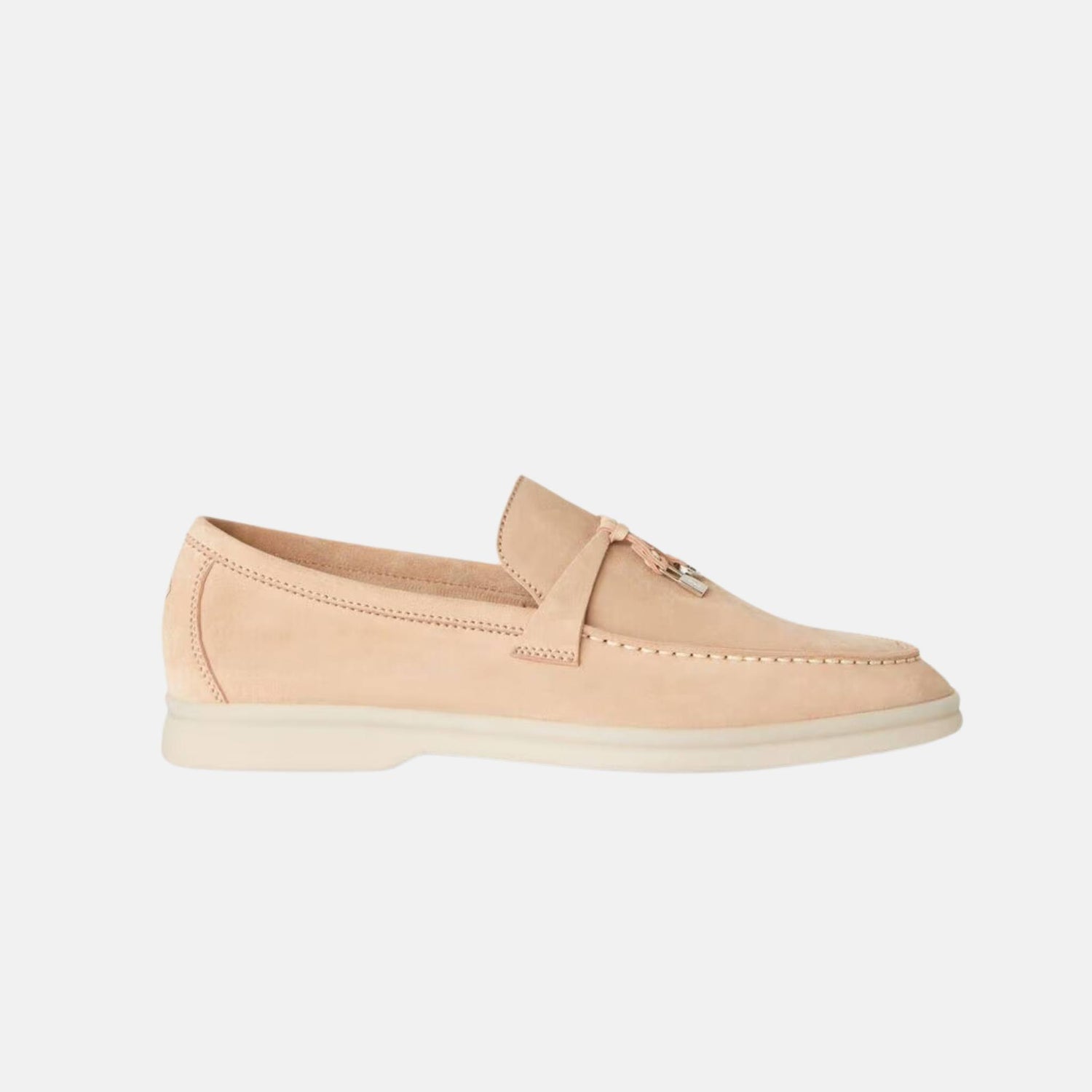 Loro Piana Summer Charms Walk Loafers Suede, Pink Sand, Side