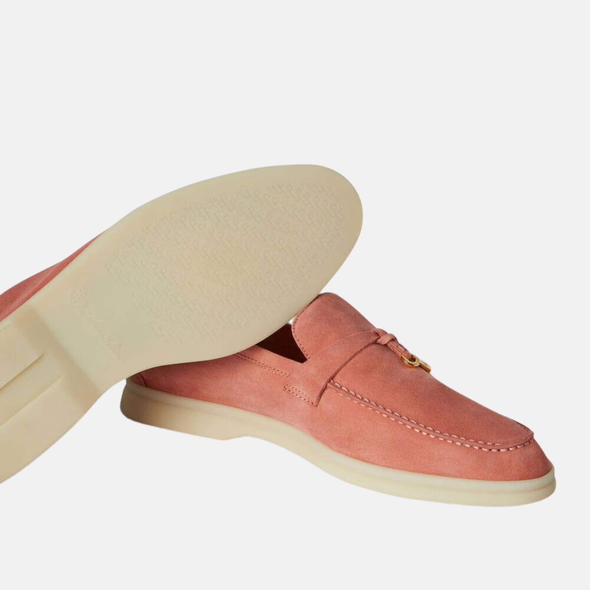 Loro Piana Summer Charms Walk Loafers Suede, Sorbet Pink , Bottom