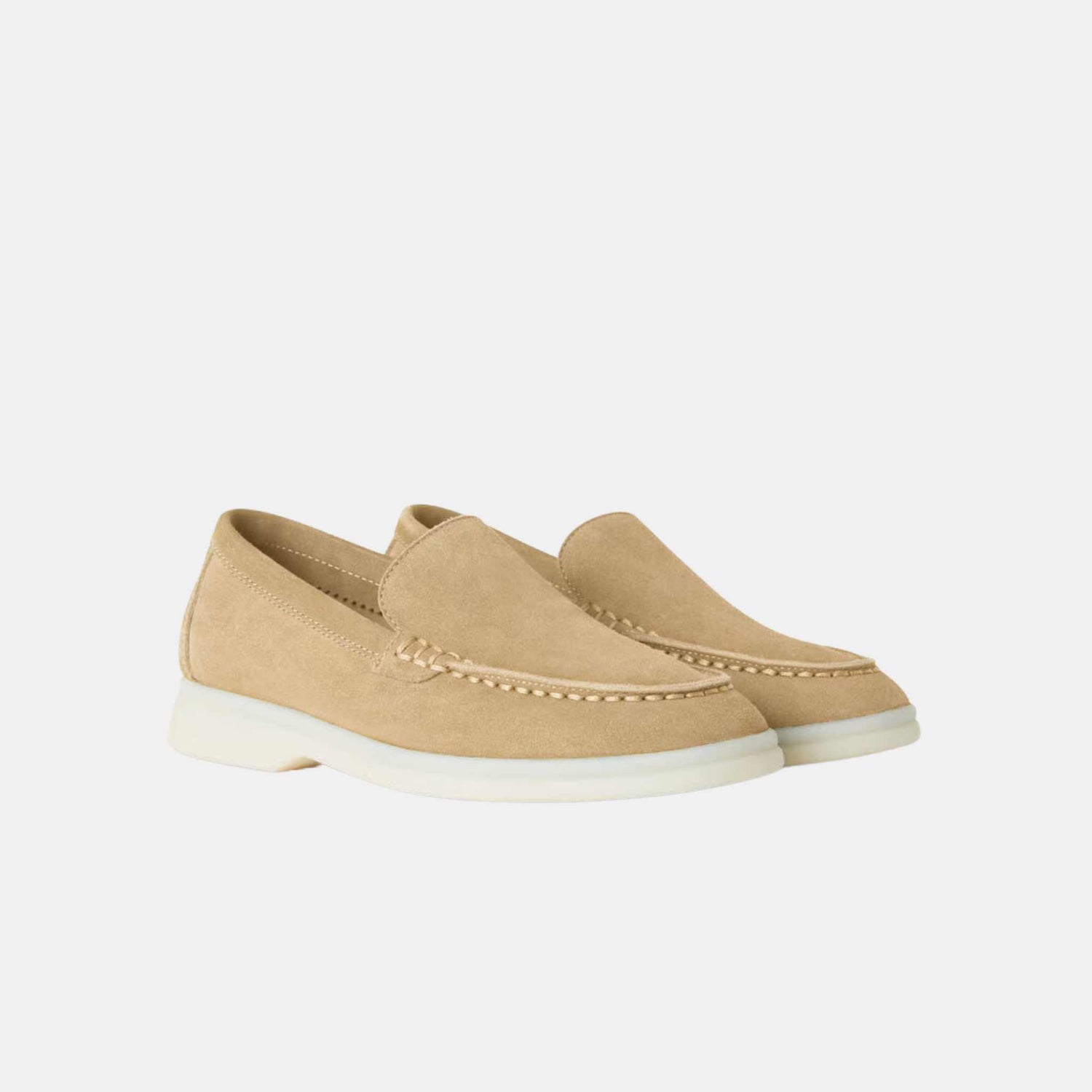 Loro Piana Summer Walk Kids’ Loafers Suede, Hinoki Wood, Front