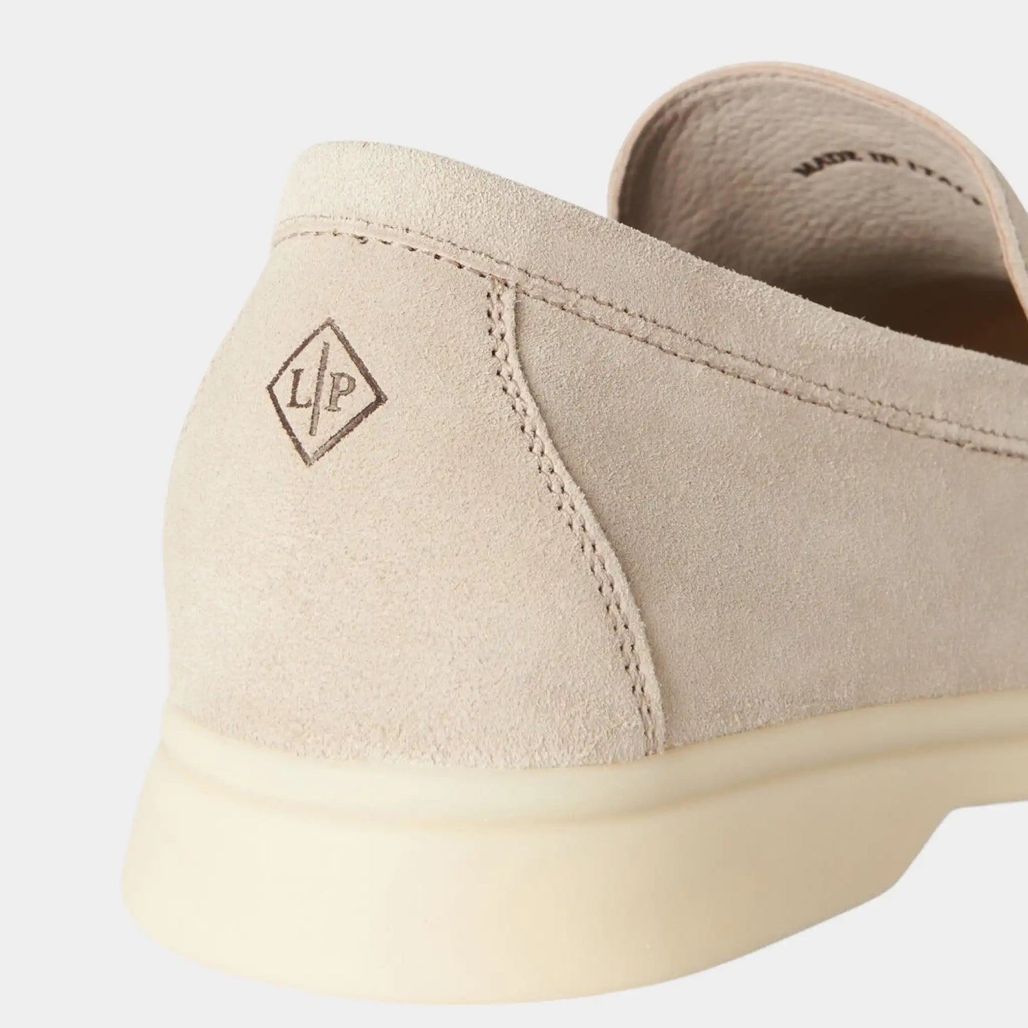 Loro Piana Summer Walk Kids Loafers Suede, Powder Pearl, Back