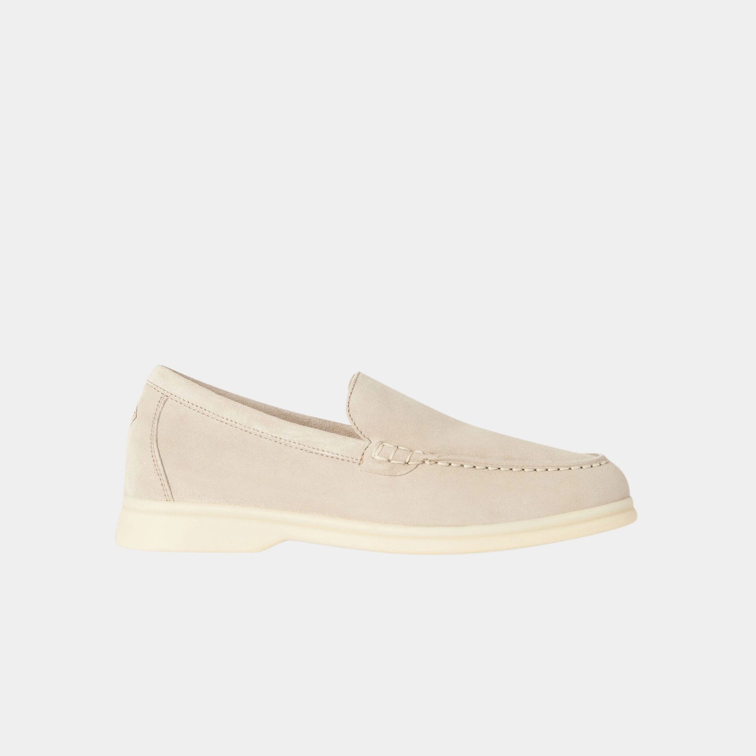 Loro Piana Summer Walk Kids Loafers Suede, Powder Pearl, Side