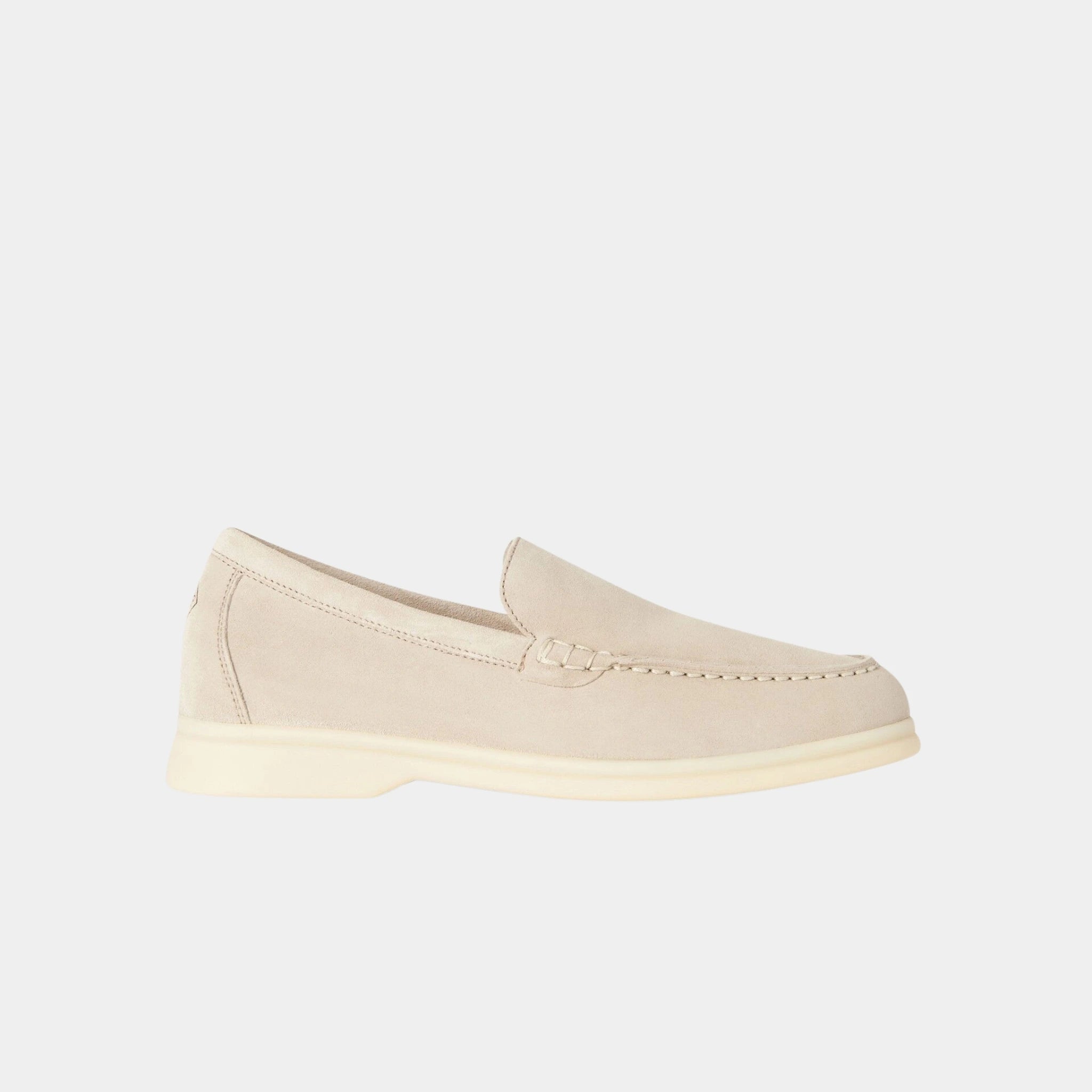 Loro Piana Summer Walk Kids Loafers Suede, Powder Pearl, Side