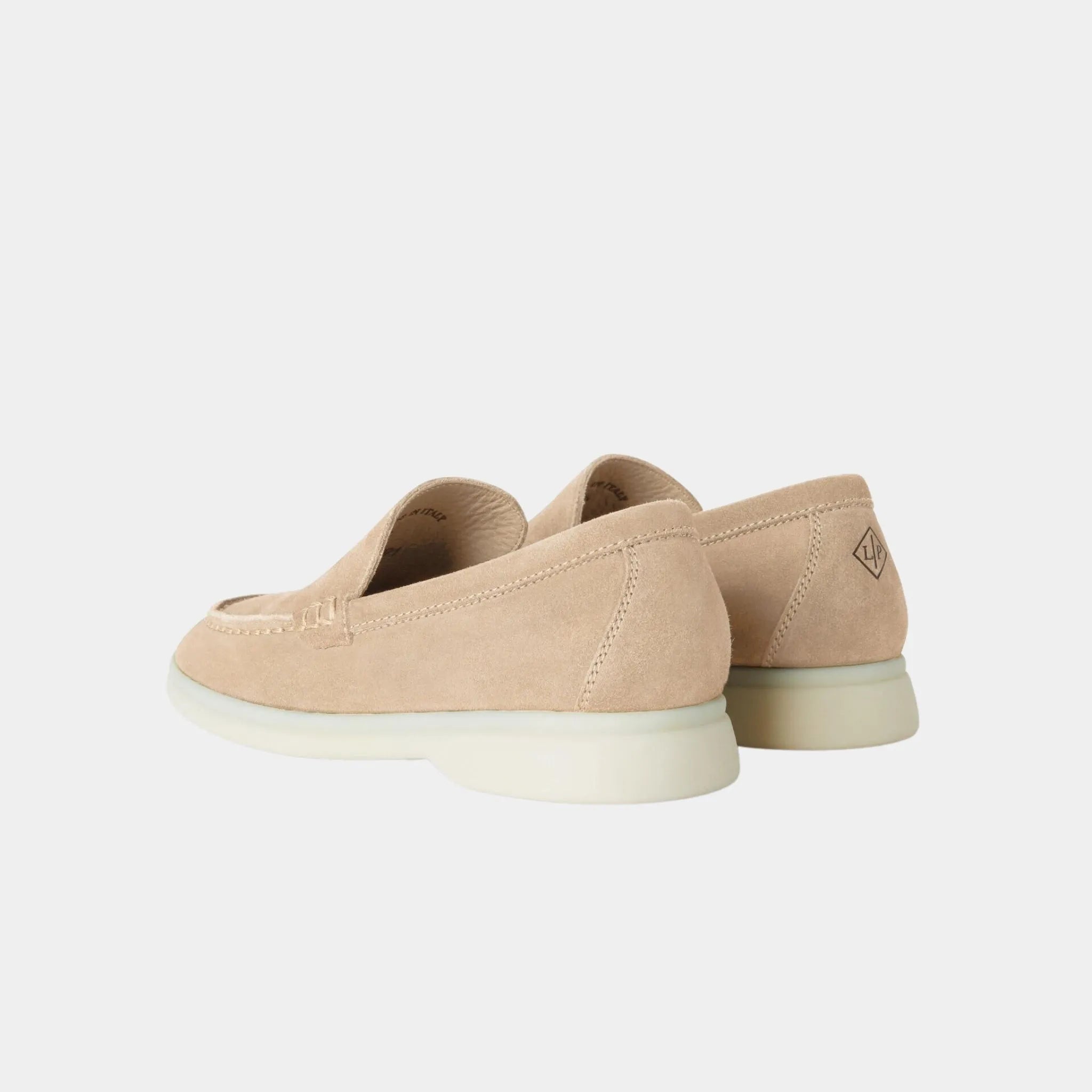 Loro Piana Summer Walk Kids Suede Loafers, Natural Light Camel, Back
