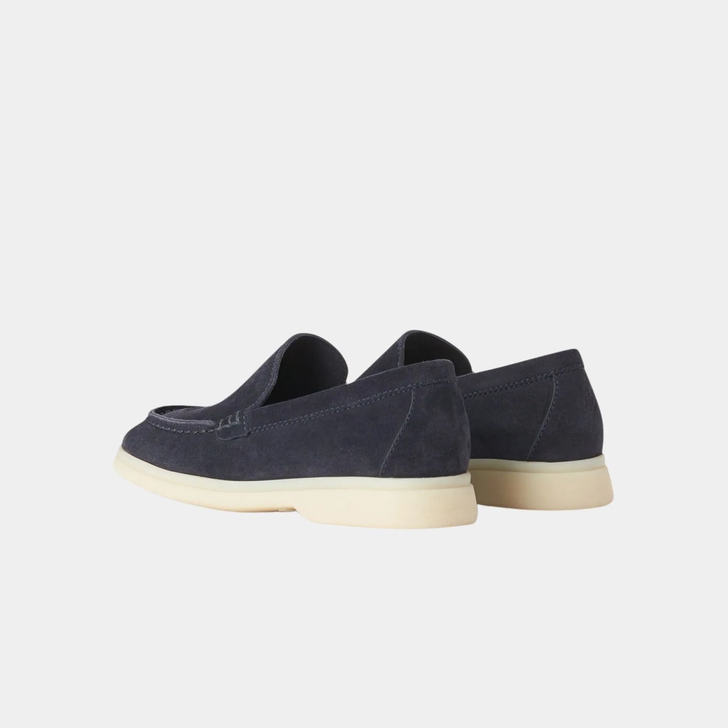 Loro Piana Summer Walk Kids Suede Loafers, Navy Blue, Back