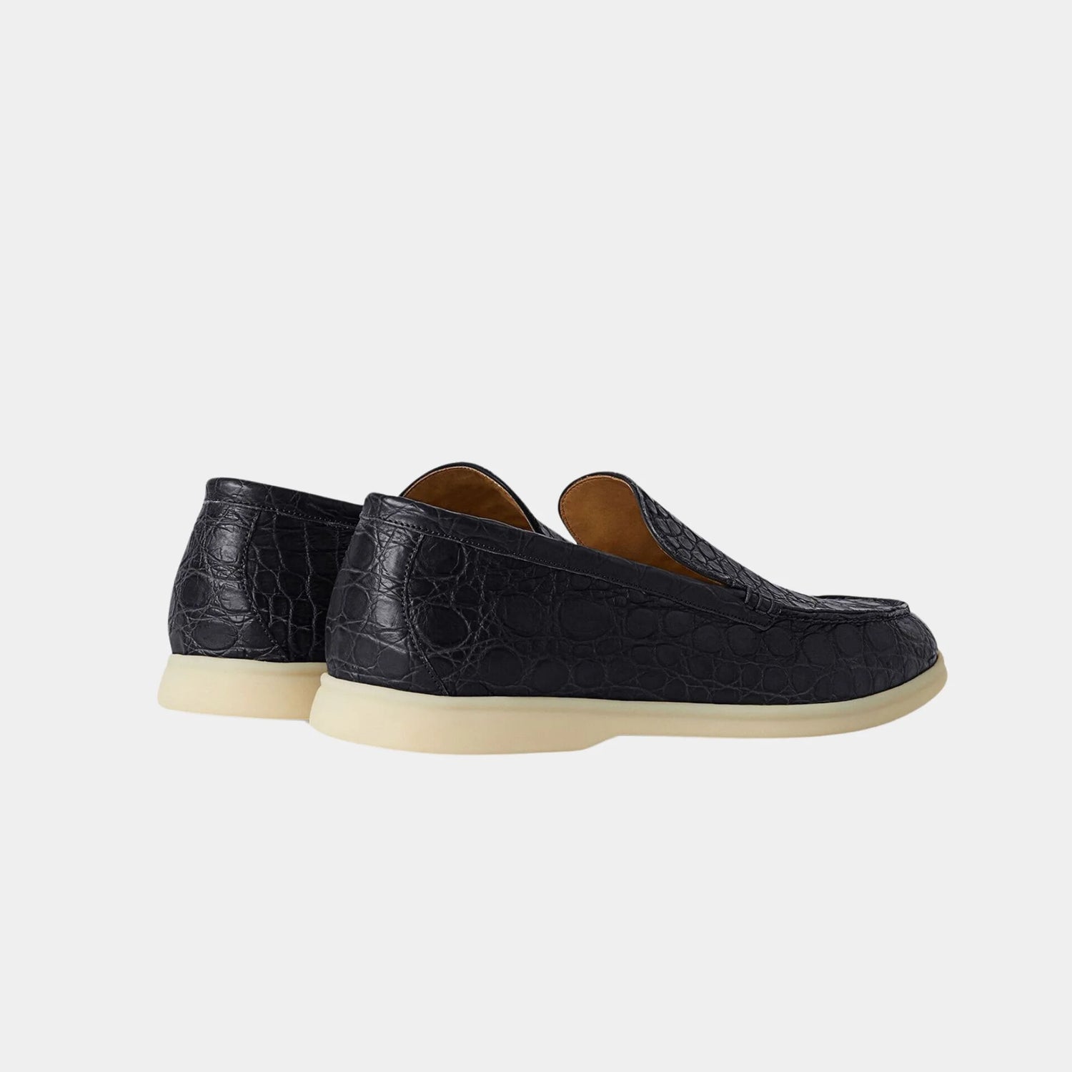 Loro Piana Summer Walk Loafer in Caiman Leather, Classic Blue, Back