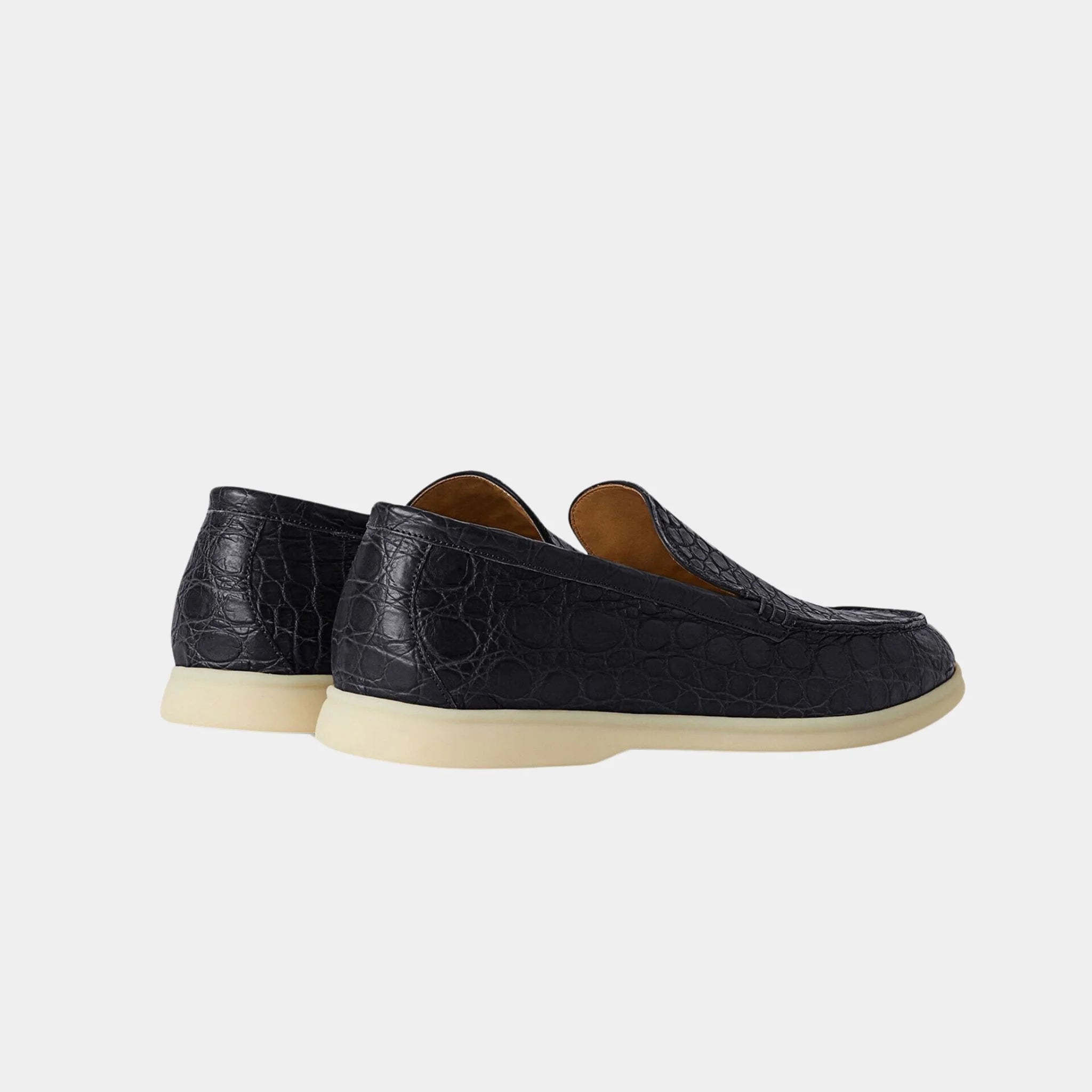 Loro Piana Summer Walk Loafer in Caiman Leather, Classic Blue, Back