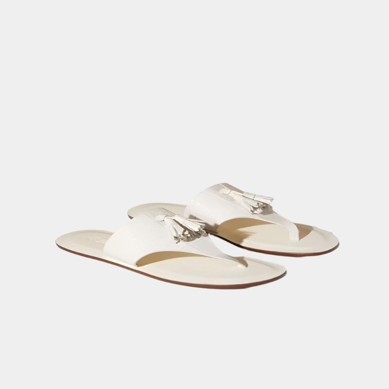 Loro Piana Tassels Charms Sandal Front view White