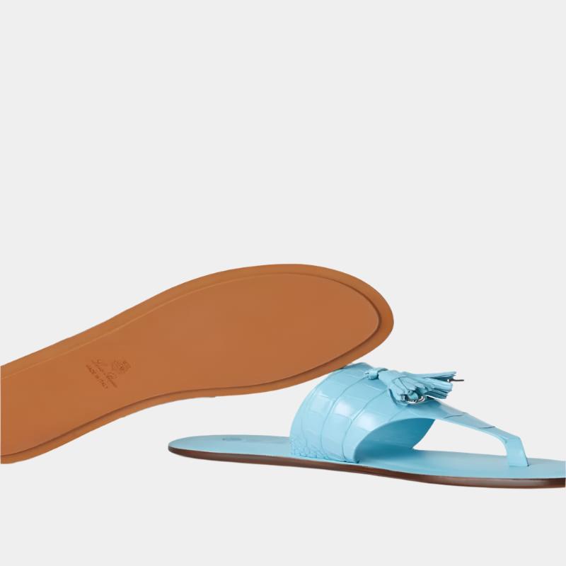 Loro Piana Tassels Charms Sandal under view  BLUE JAVA BANAN