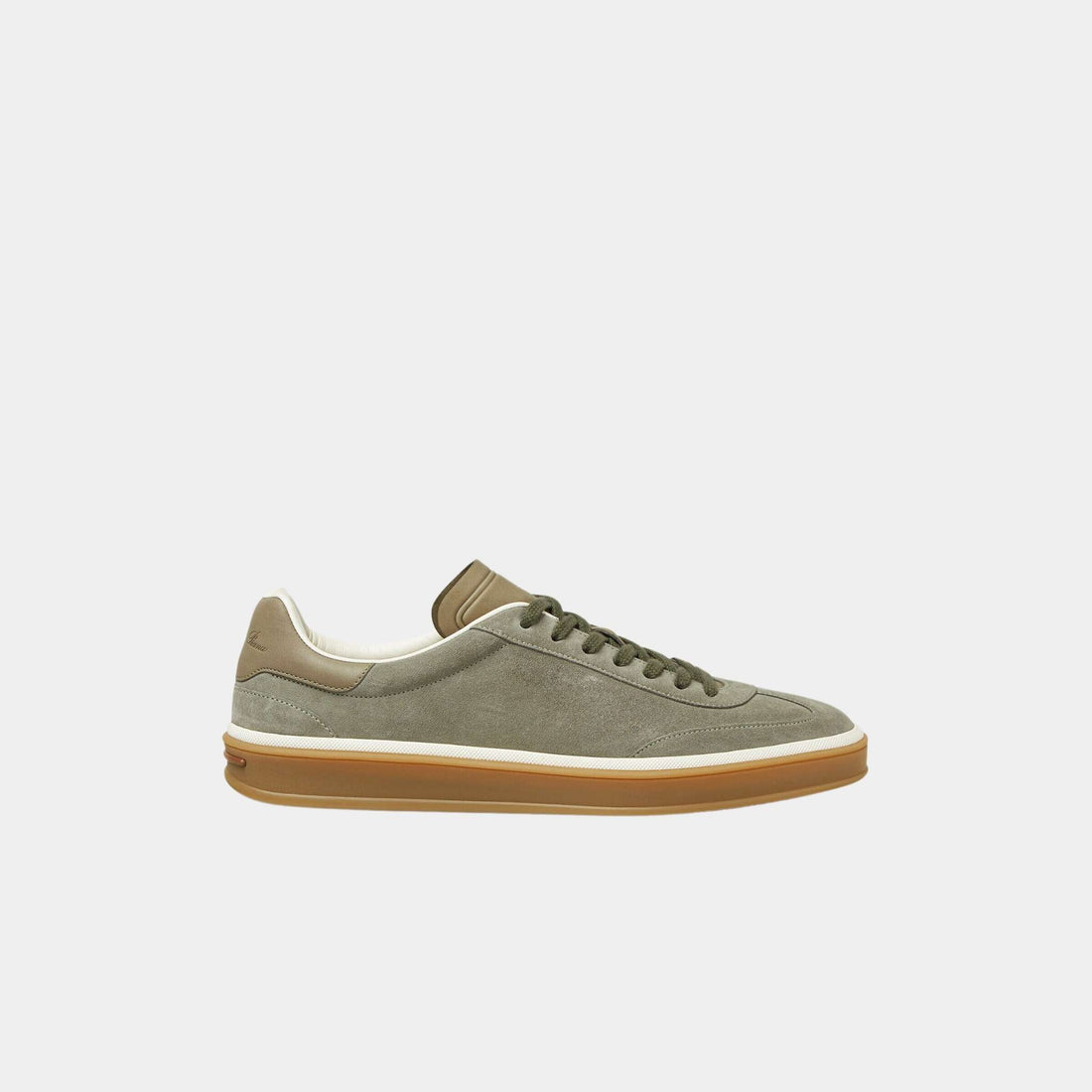 Loro Piana Tennis Walk Men Sneaker Suede Calf Split, Army Gray, Side