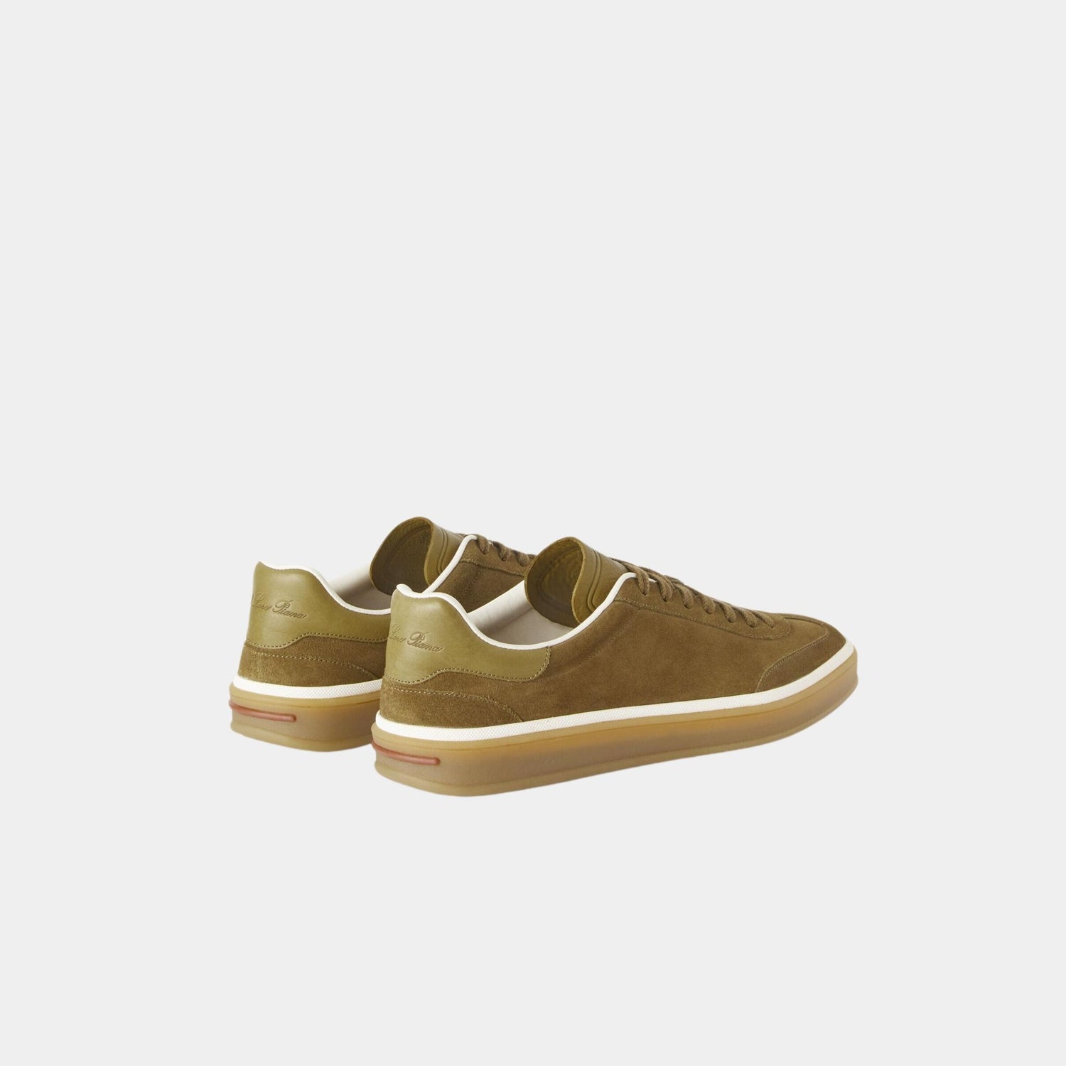 Loro Piana Tennis Walk Men Sneaker Suede Calf Split, Tundra Green, Back