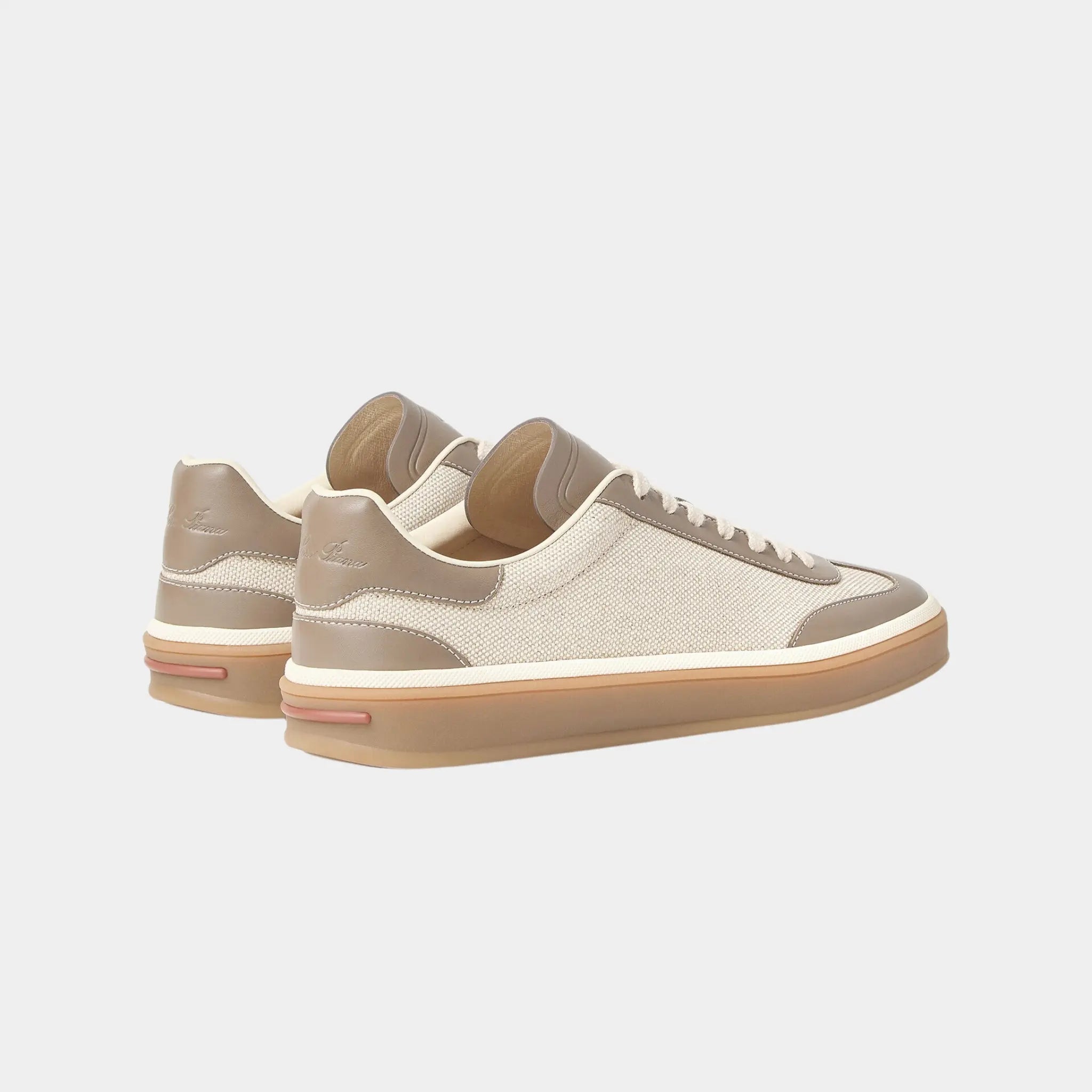Loro Piana Tennis Walk Sneaker in Cotton &amp; Linen, Natural Almond Tree, Back