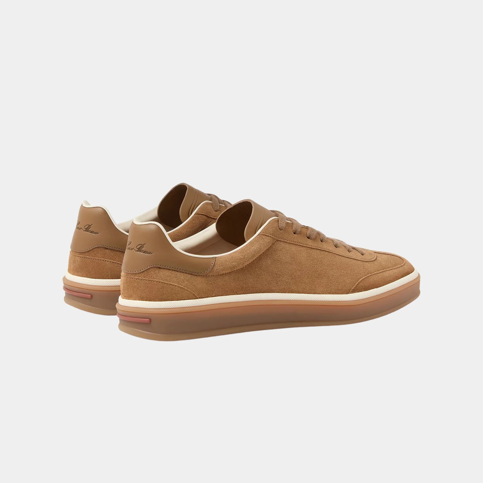 Loro Piana Tennis Walk Sneaker Men Suede Calf Split, Light Sand Dune, Back
