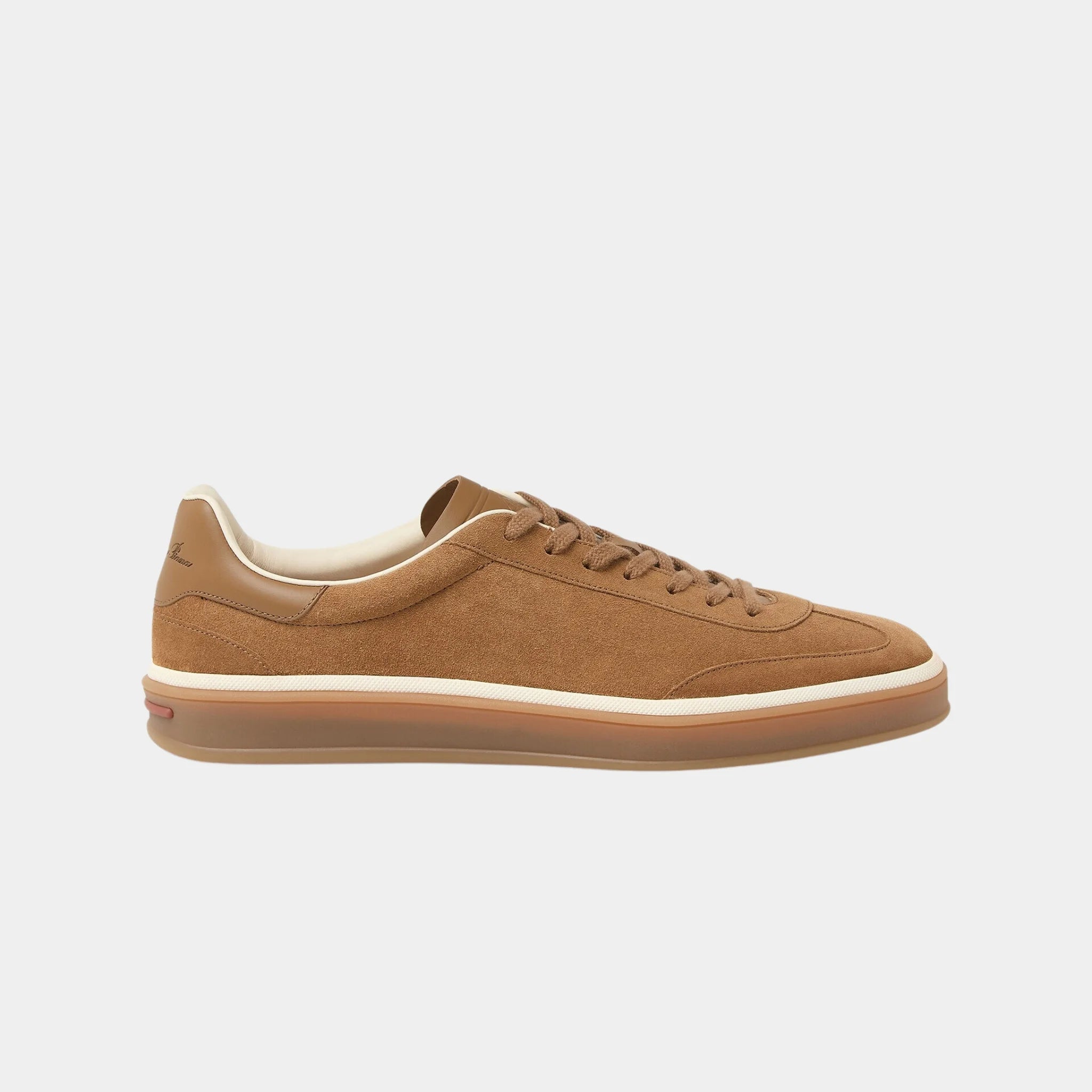 Loro Piana Tennis Walk Sneaker Men Suede Calf Split, Light Sand Dune, Side