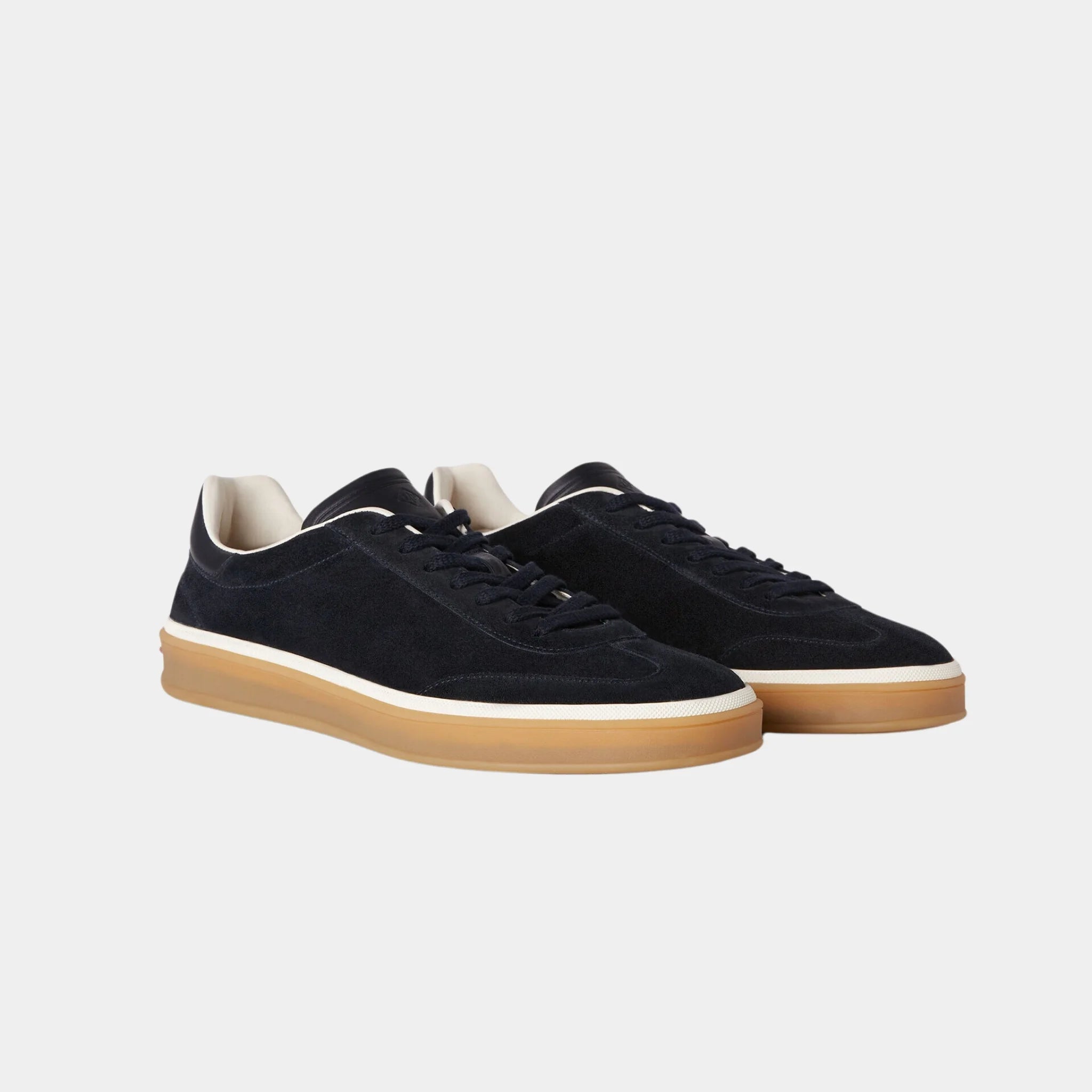 Loro Piana Tennis Walk Sneaker Men Suede Calf Split, Navy Blue, Front
