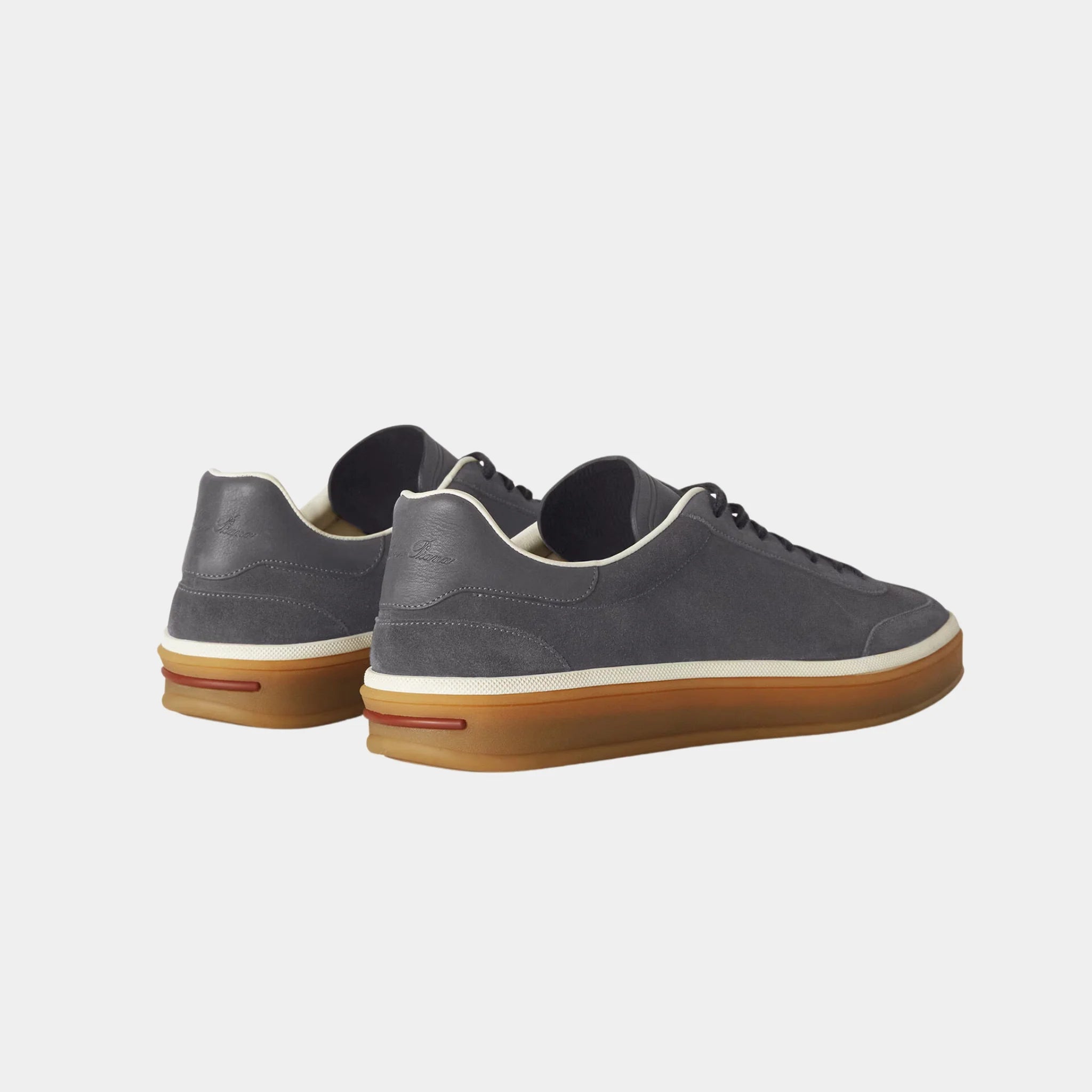 Loro Piana Tennis Walk Sneaker Men Suede Calf Split, Warm Gray, Back