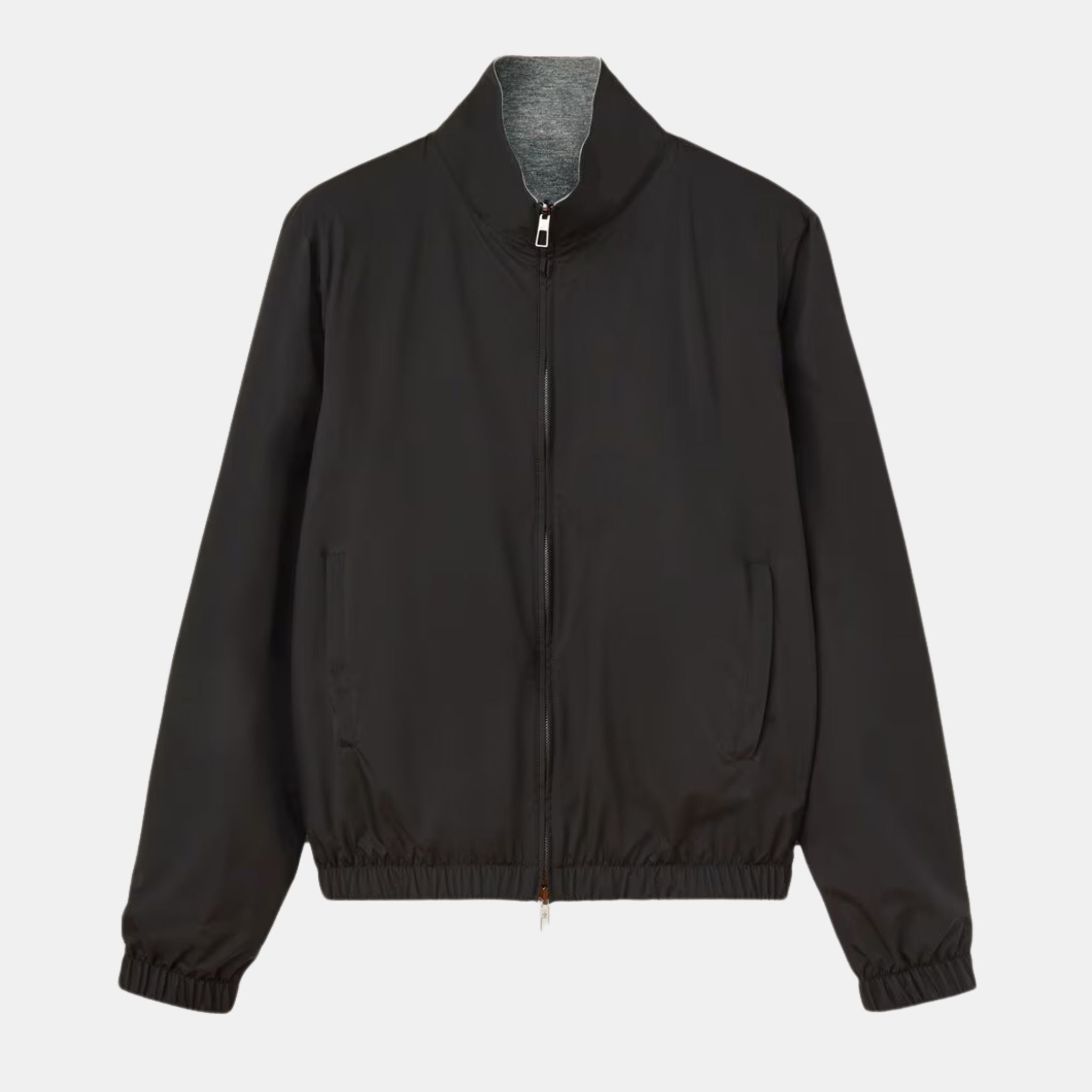 Loro Piana Windmate Bomber Jacket, Onyx/Flannel Melange, Front